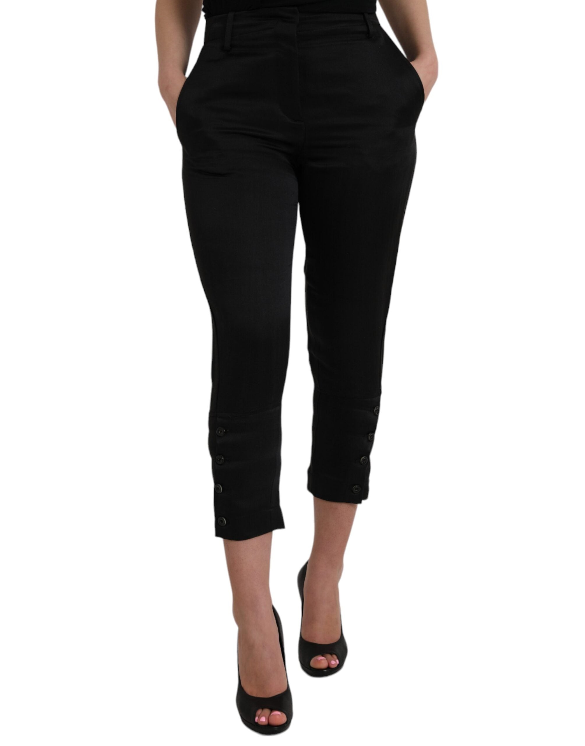 Ermanno Scervino Black High Waist Capri Cropped Women's Pants