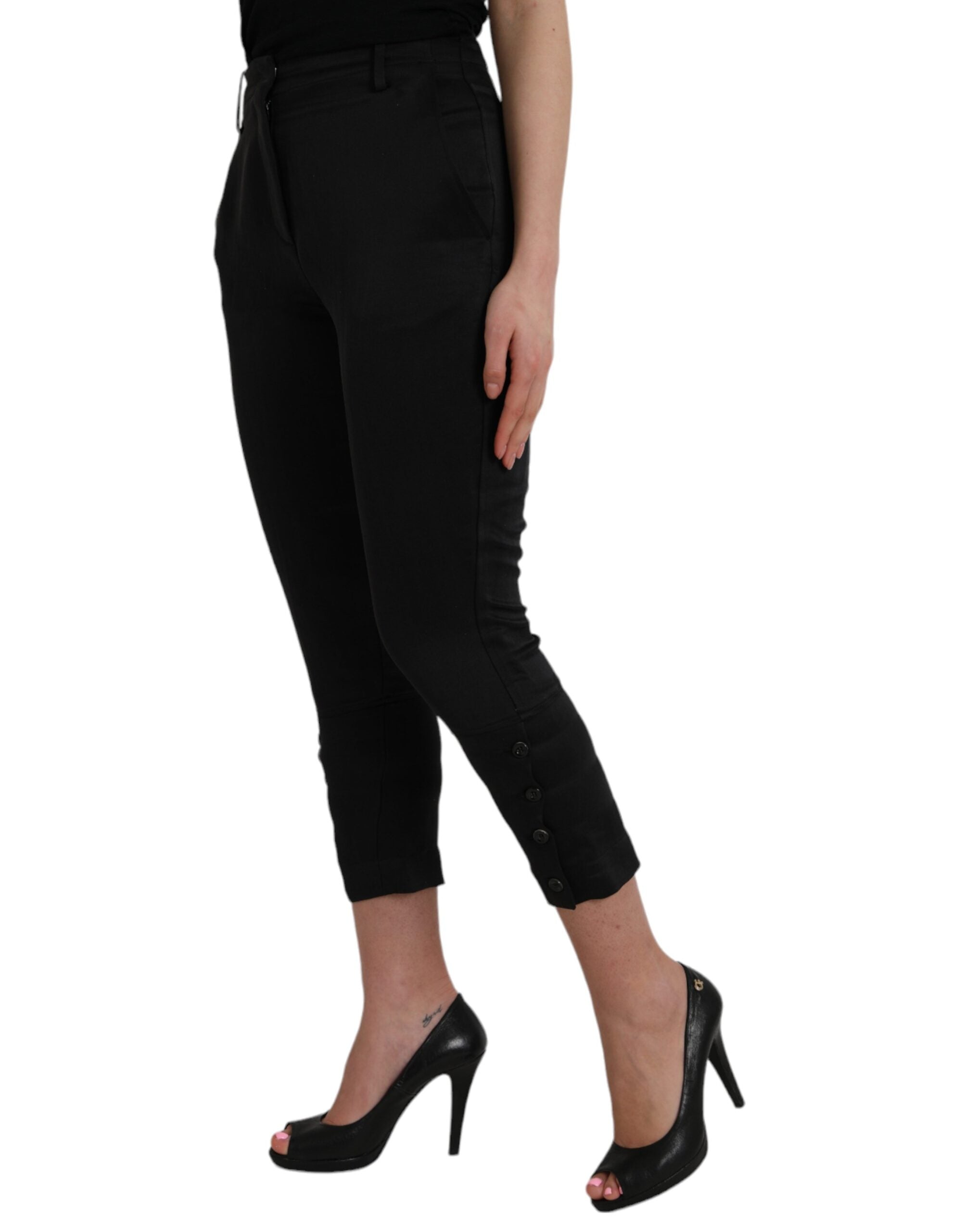 Ermanno Scervino Black High Waist Capri Cropped Women's Pants