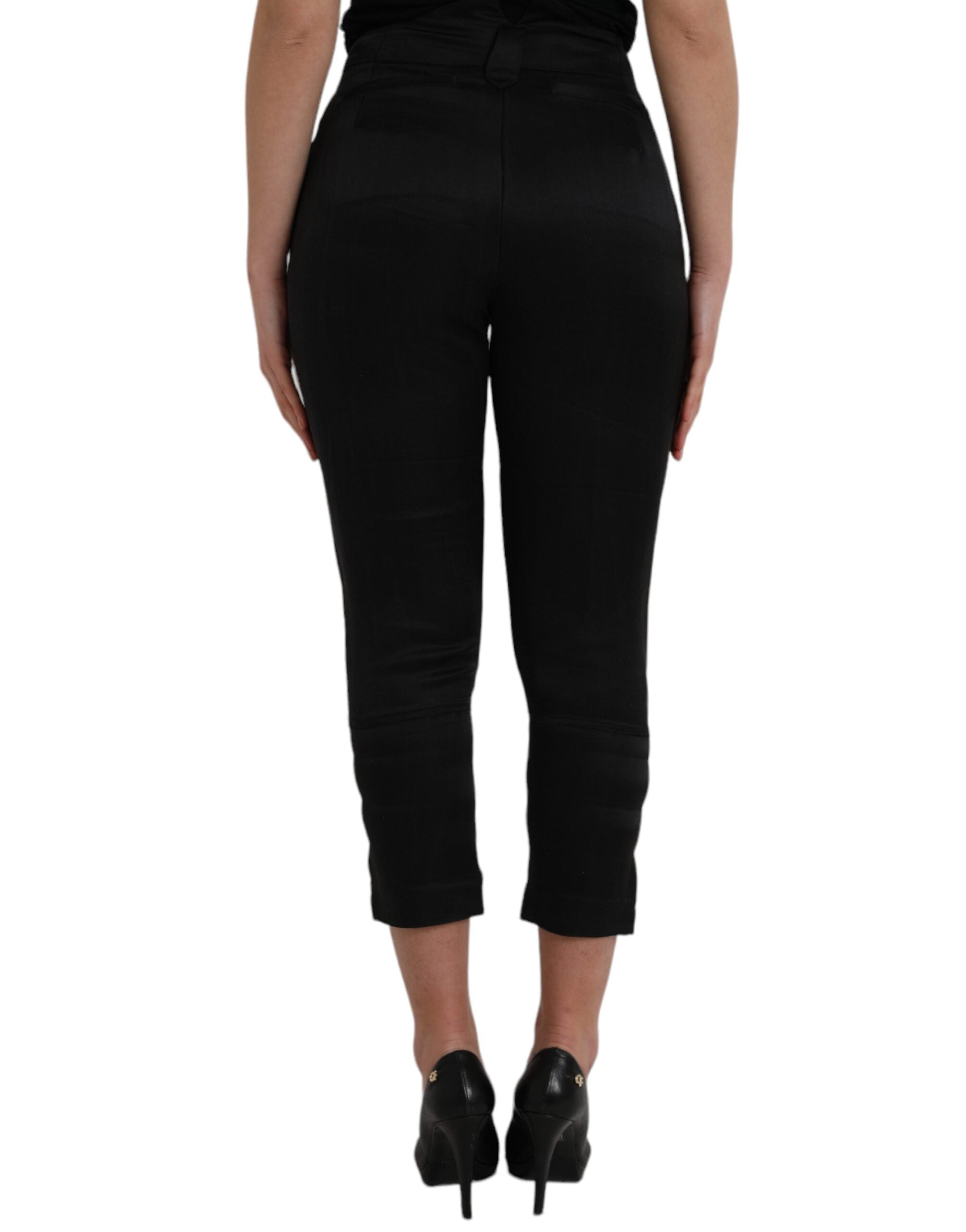 Ermanno Scervino Black High Waist Capri Cropped Women's Pants