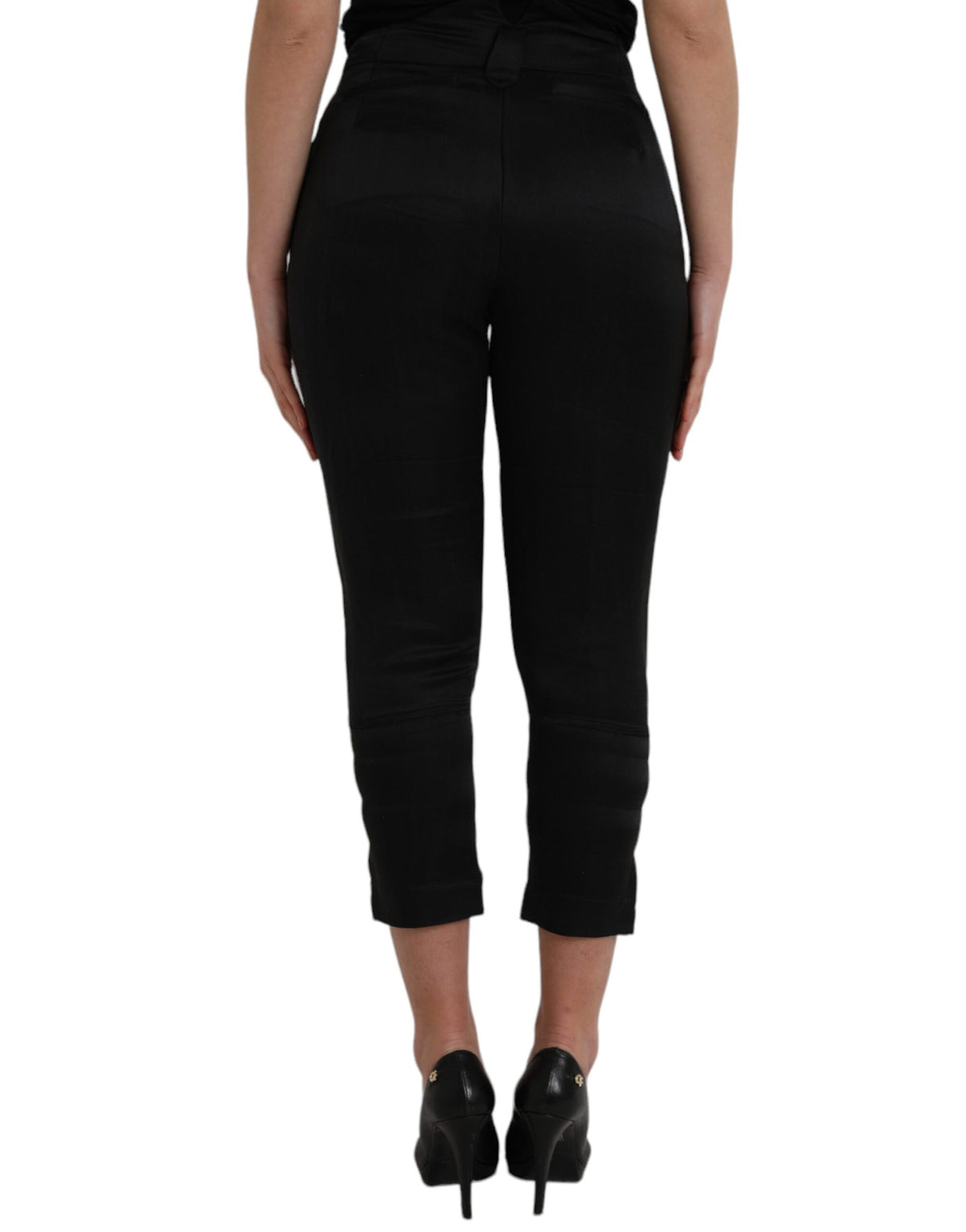 Ermanno Scervino Black High Waist Capri Cropped Women's Pants