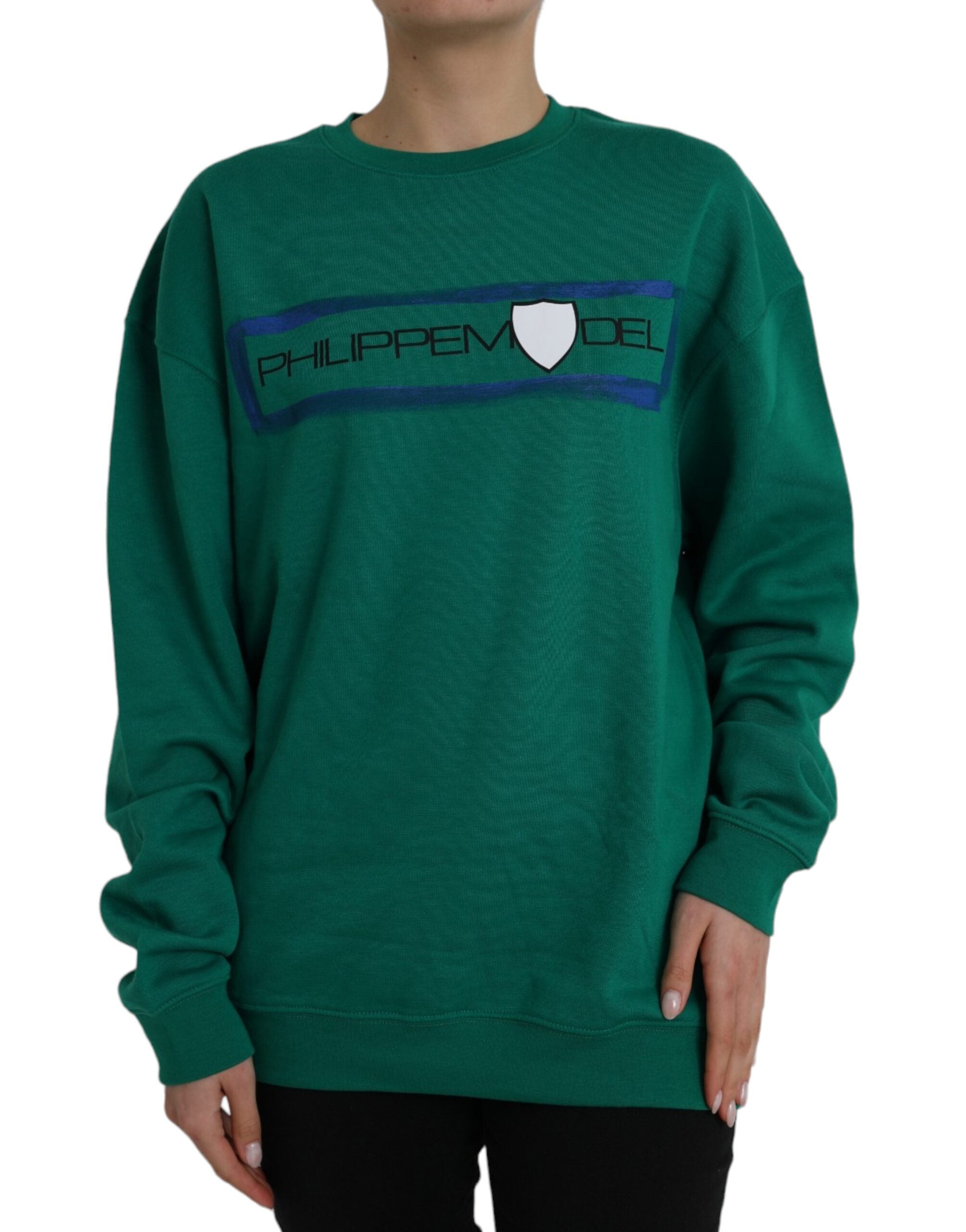 Philippe Model Green Cotton Logo Print Long Sleeves Pullover Women's Sweater