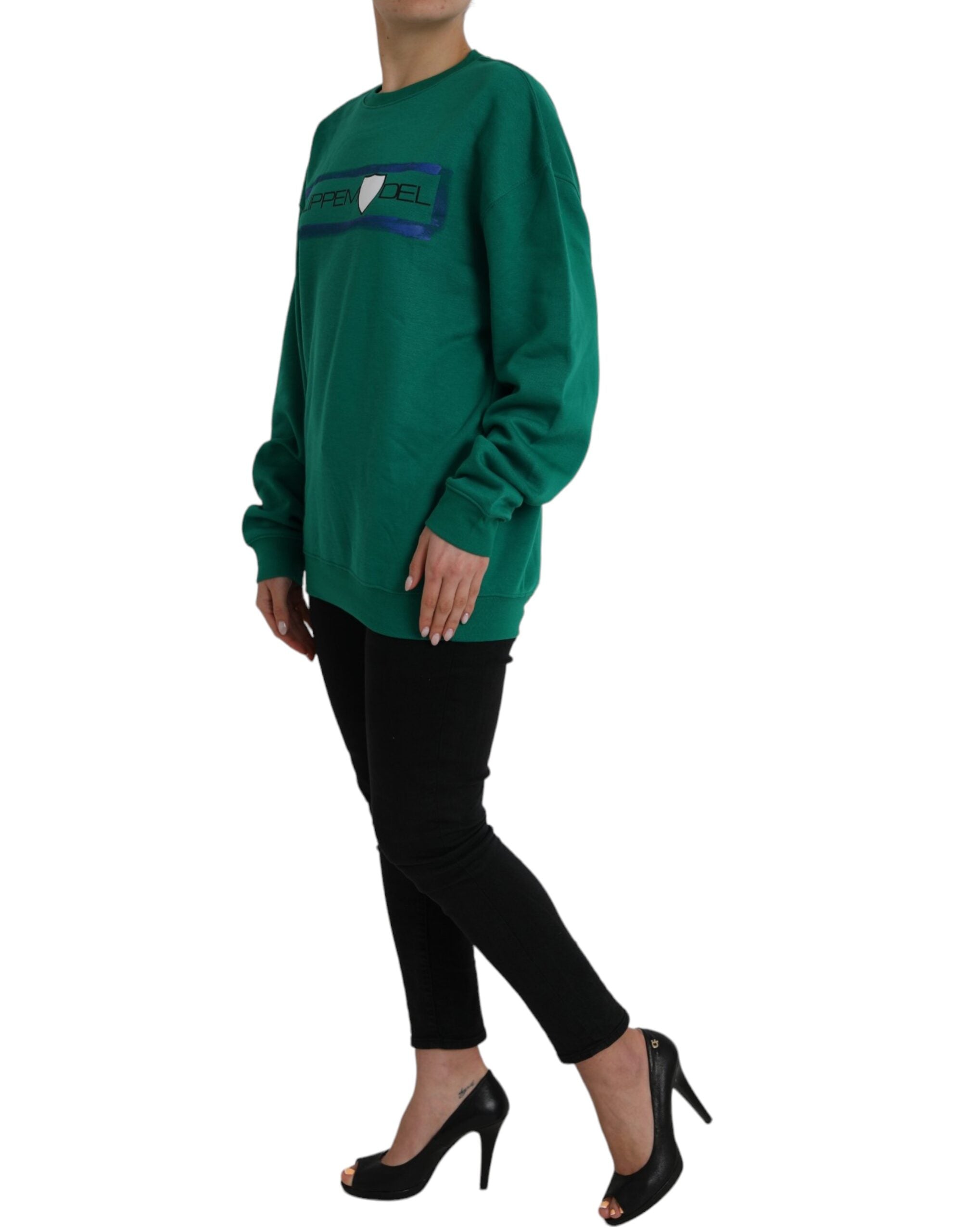 Philippe Model Green Cotton Logo Print Long Sleeves Pullover Women's Sweater