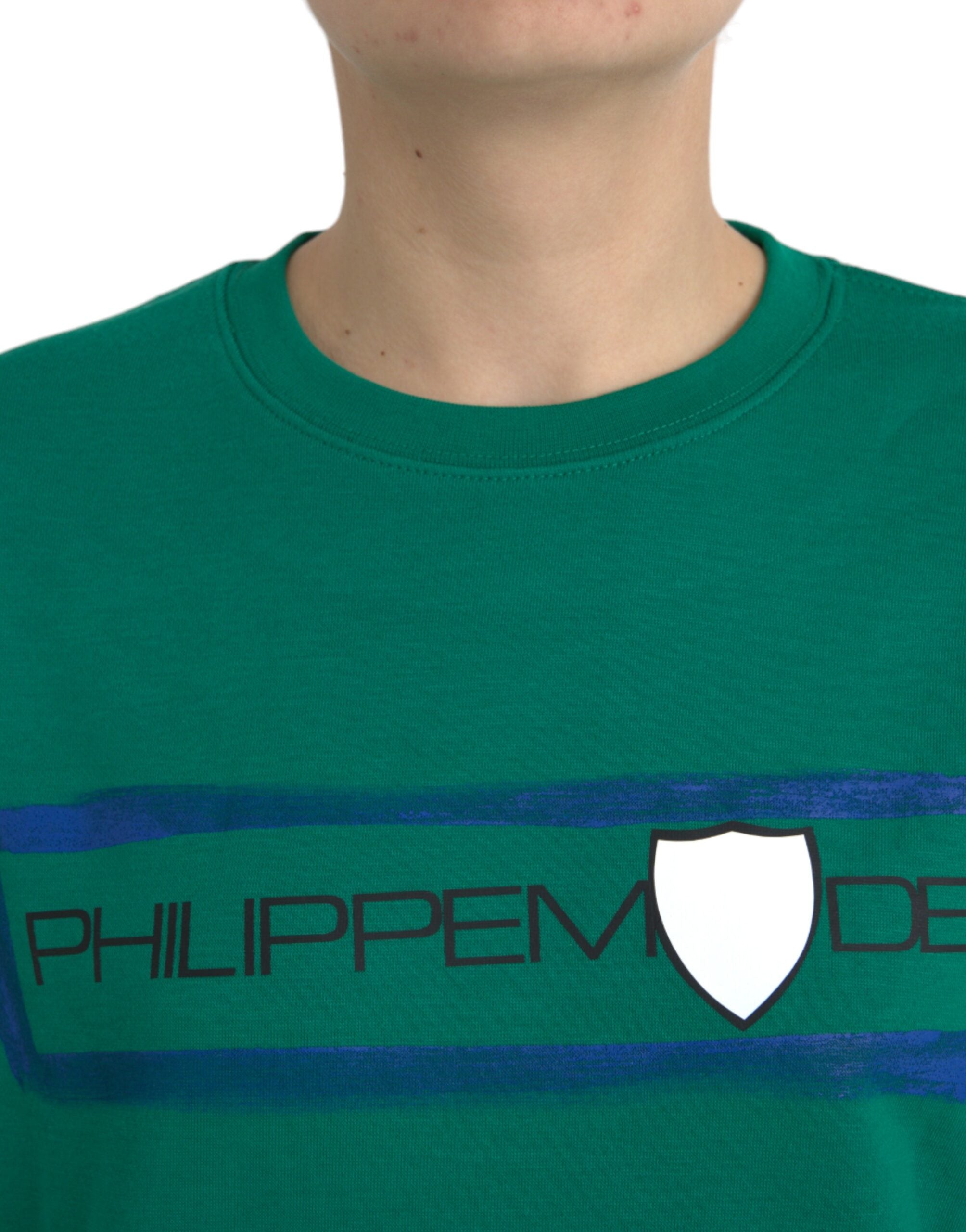 Philippe Model Green Cotton Logo Print Long Sleeves Pullover Women's Sweater