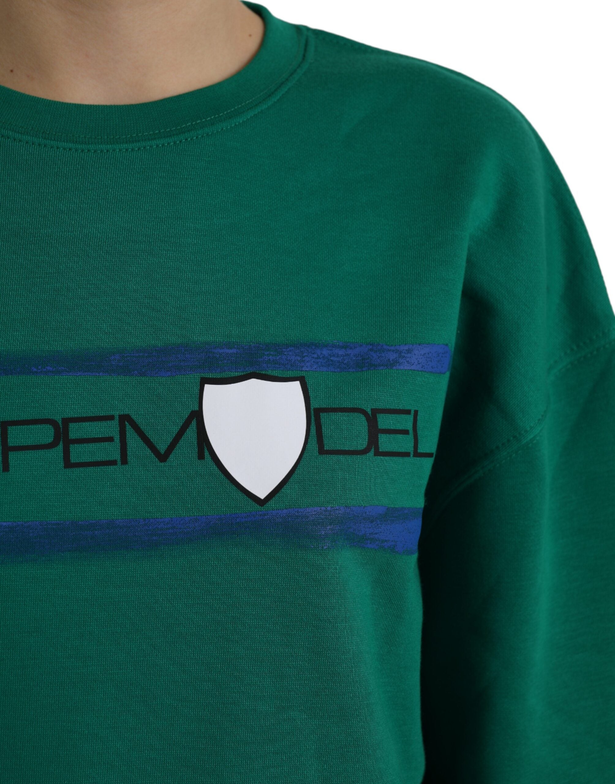 Philippe Model Green Cotton Logo Print Long Sleeves Pullover Women's Sweater