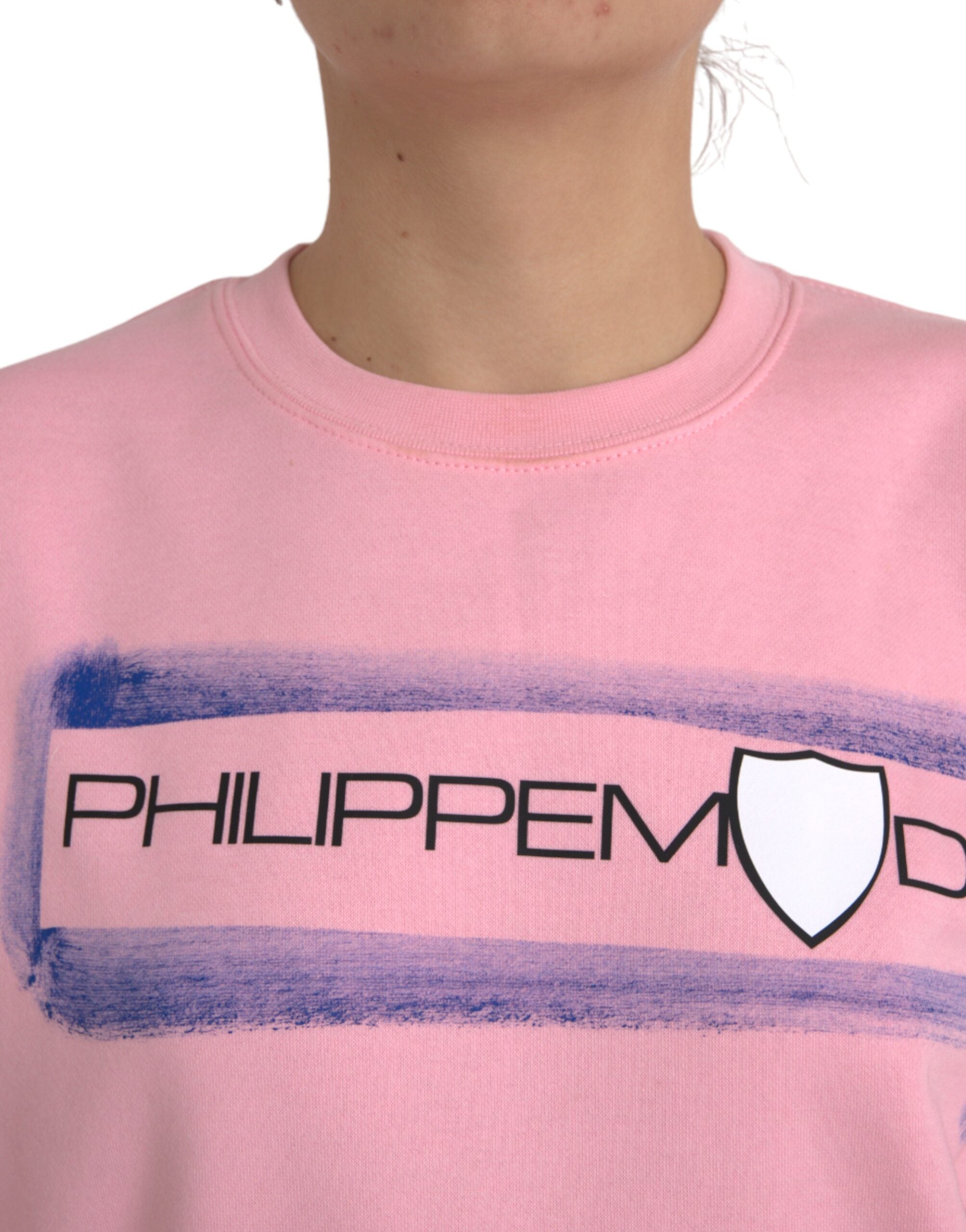 Philippe Model Pink Cotton Logo Print Long Sleeves Pullover Women's Sweater (Pre-Owned)