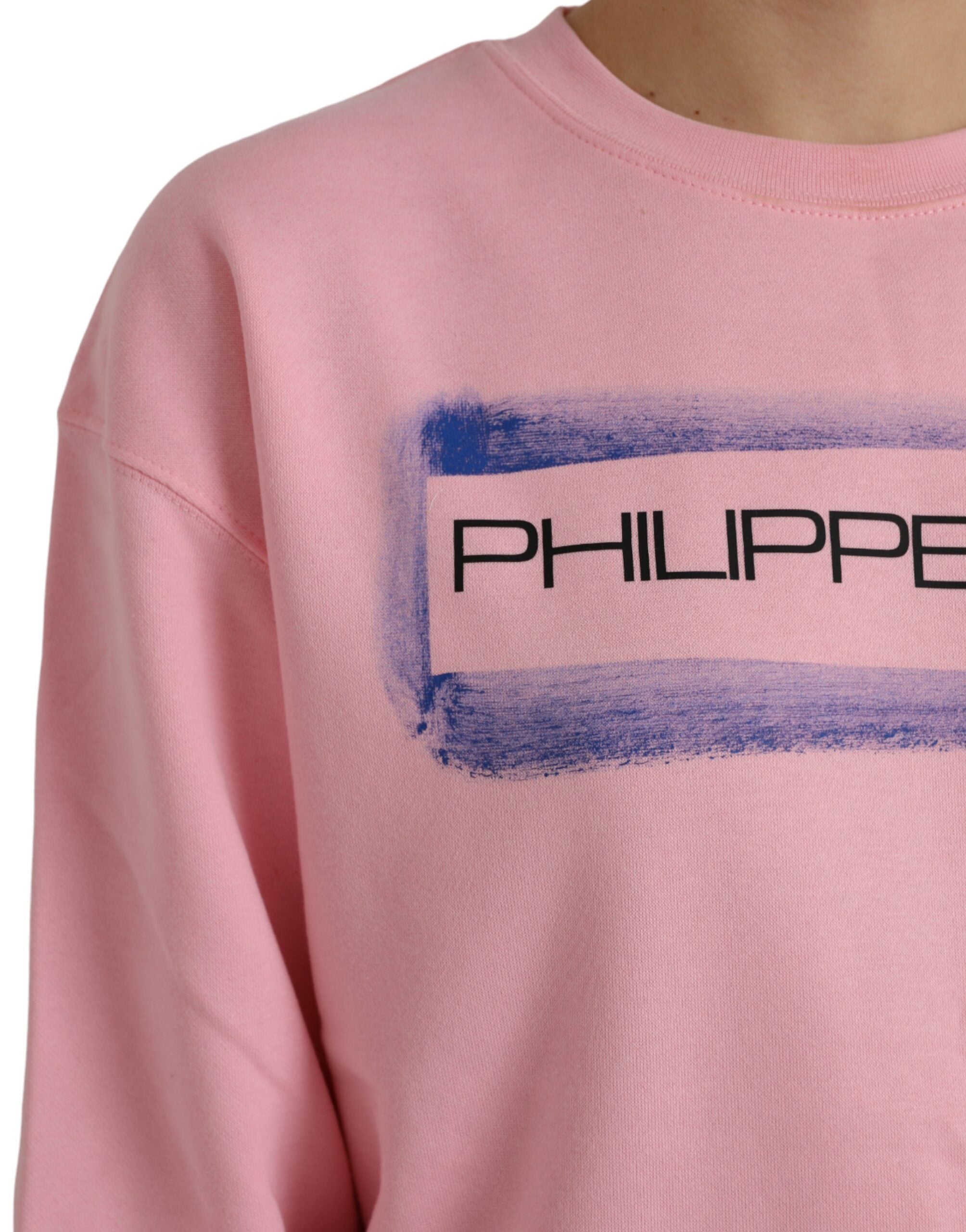 Philippe Model Pink Cotton Logo Print Long Sleeves Pullover Women's Sweater (Pre-Owned)