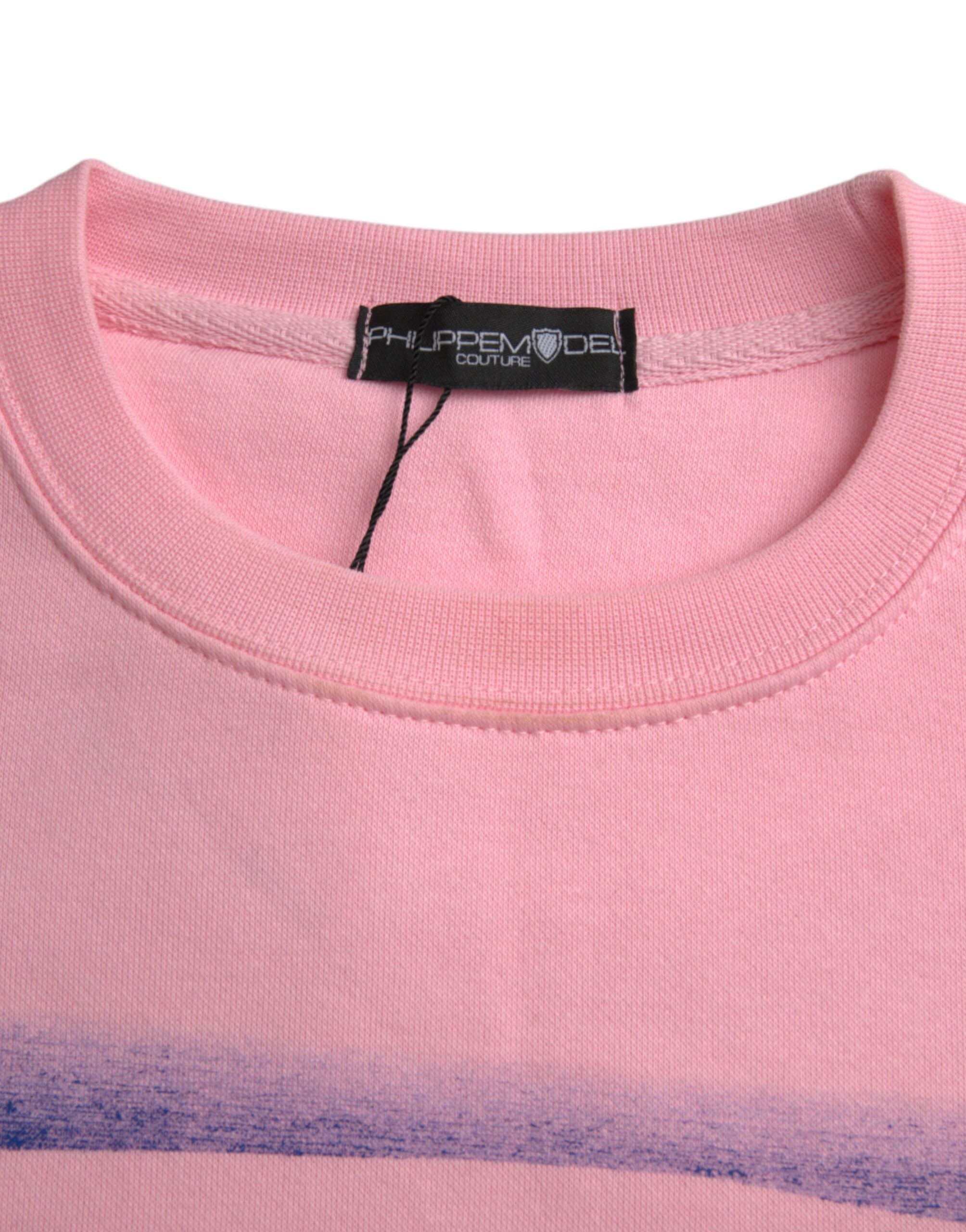 Philippe Model Pink Cotton Logo Print Long Sleeves Pullover Women's Sweater (Pre-Owned)