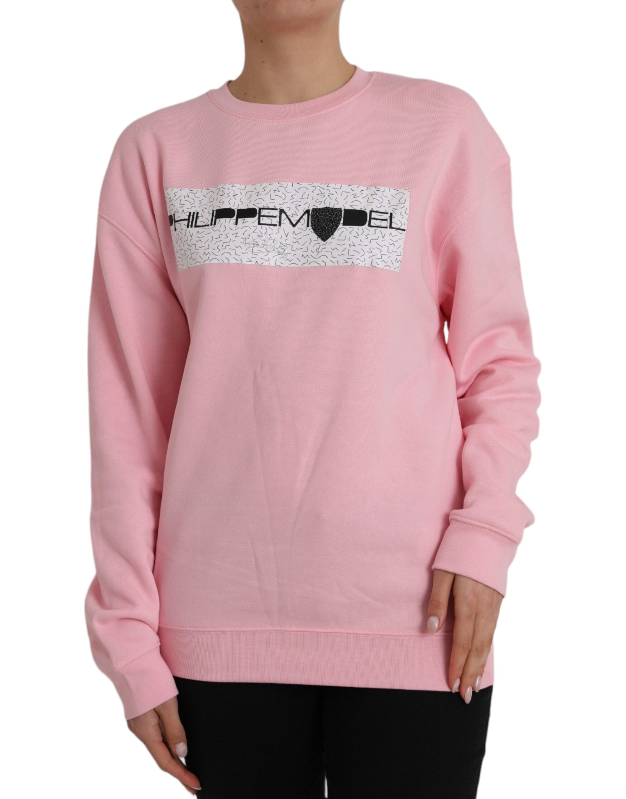 Philippe Model Pink Cotton Logo Long Sleeves Pullover Women's Sweater (Pre-Owned)