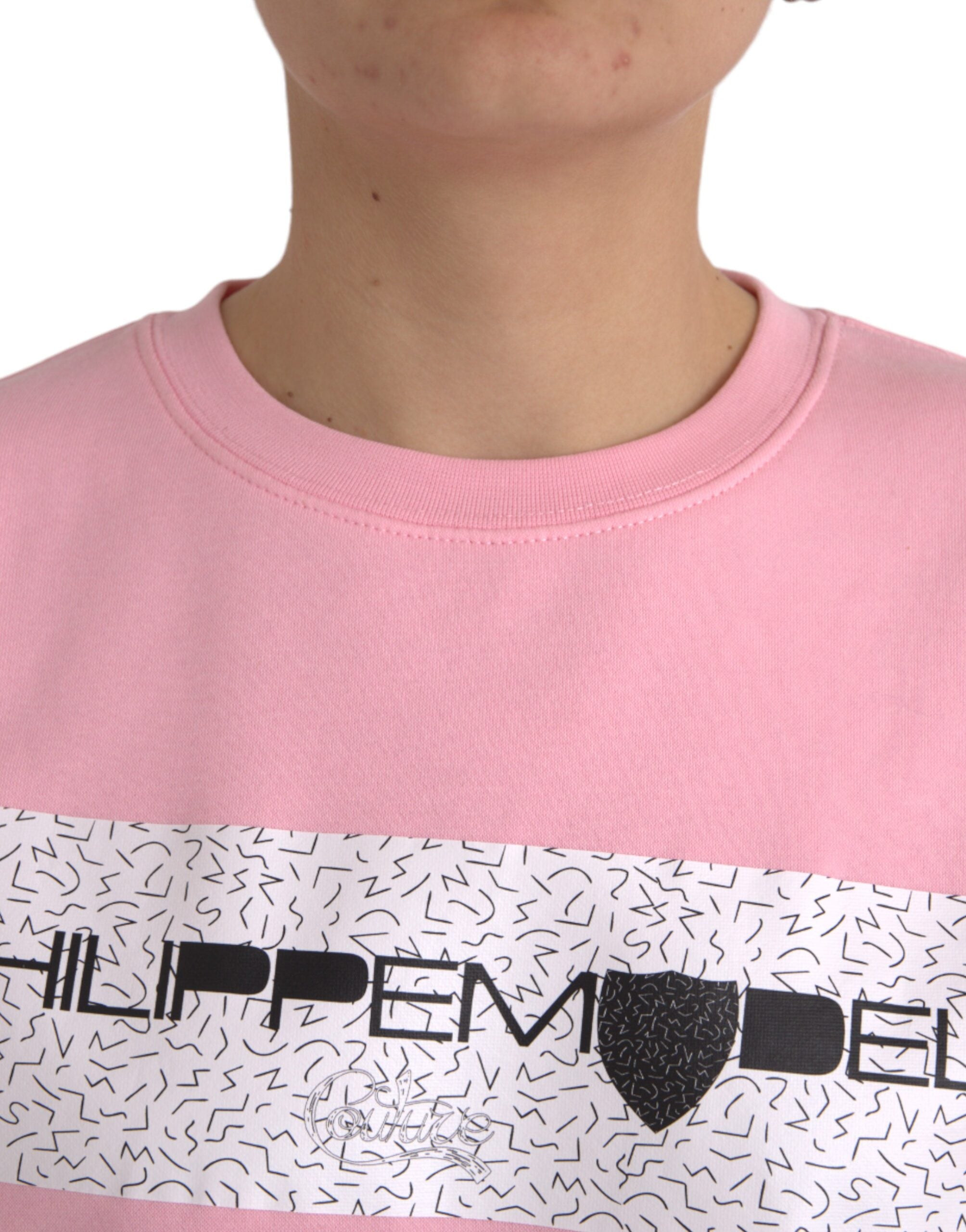 Philippe Model Pink Cotton Logo Long Sleeves Pullover Women's Sweater (Pre-Owned)