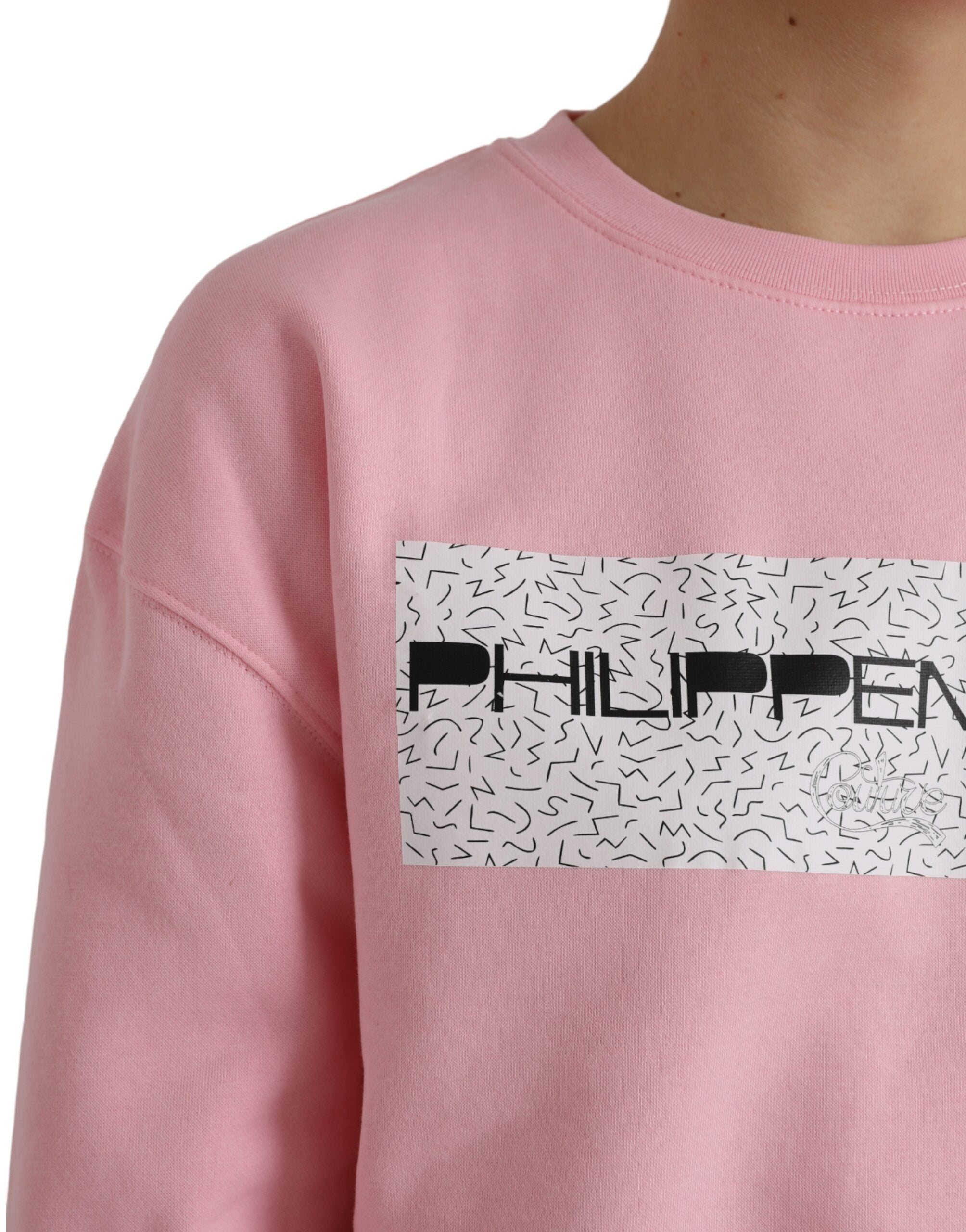 Philippe Model Pink Cotton Logo Long Sleeves Pullover Women's Sweater (Pre-Owned)