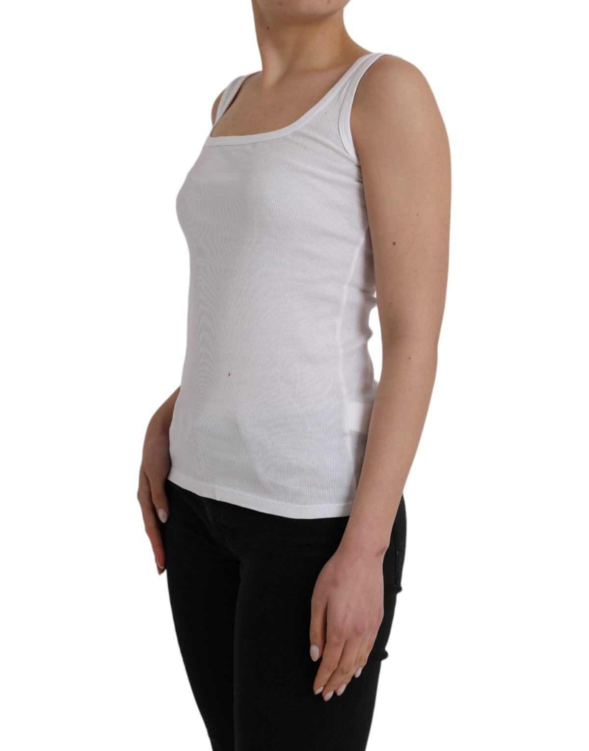 Ermanno Scervino White Cotton Sleevelesss Tank Casual Women's Top (Pre-Owned)
