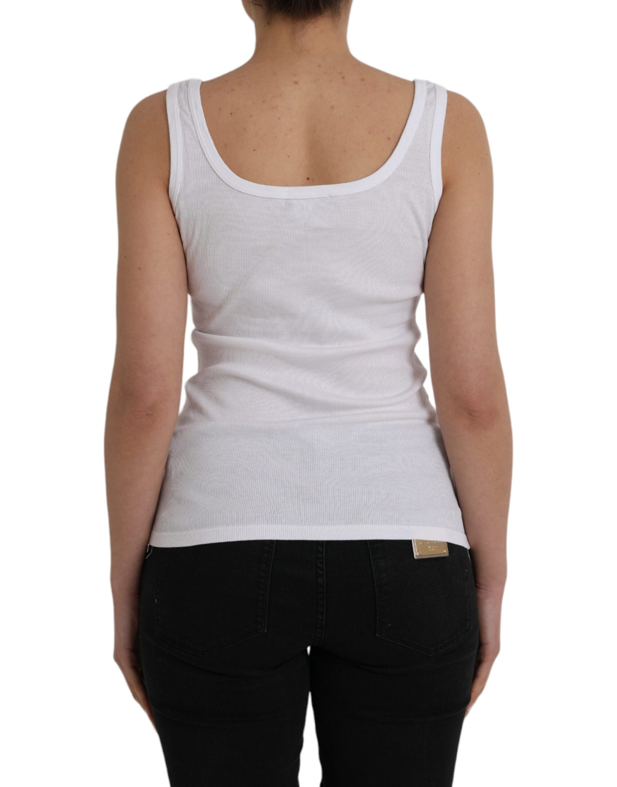 Ermanno Scervino White Cotton Sleevelesss Tank Casual Women's Top (Pre-Owned)