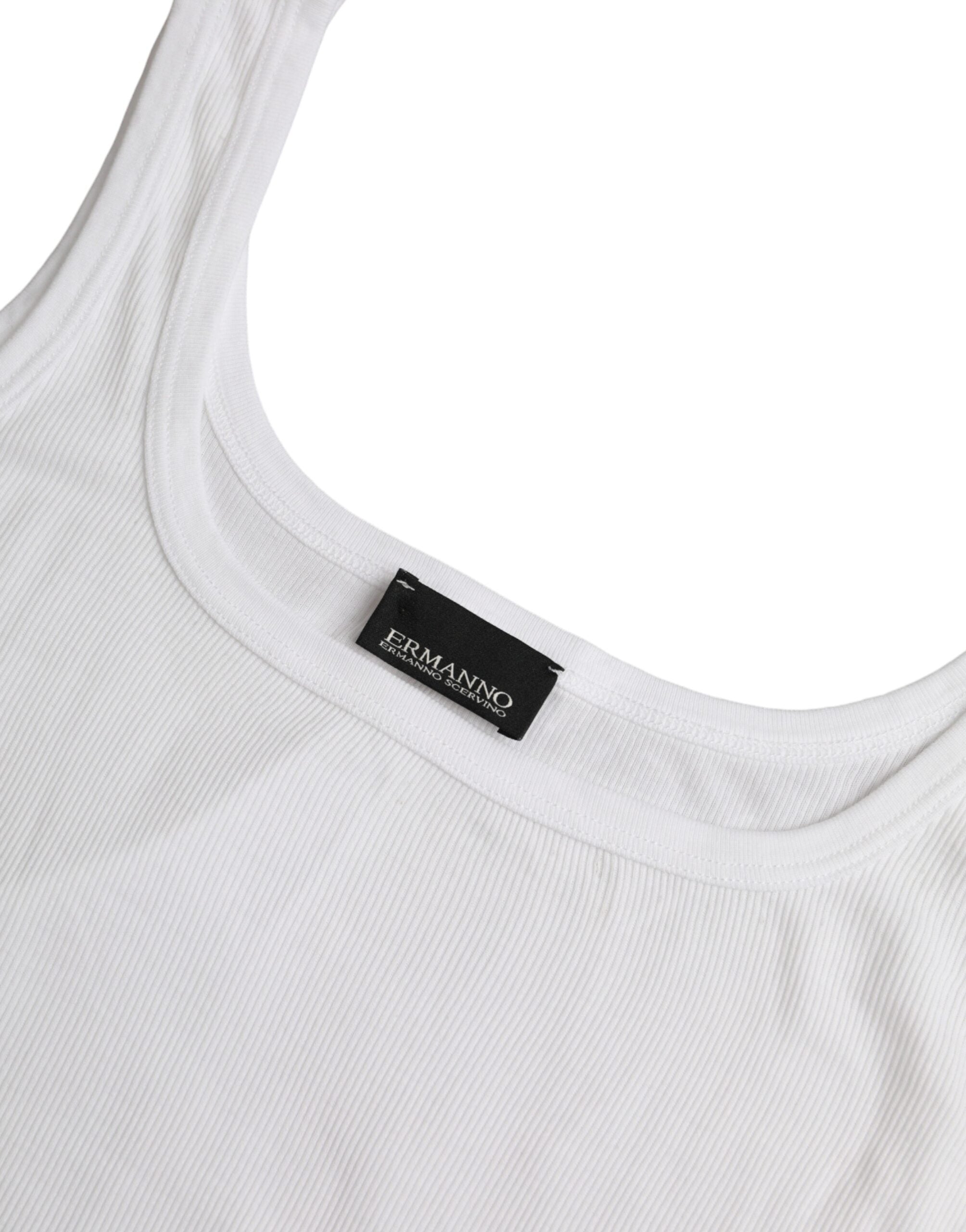 Ermanno Scervino White Cotton Sleevelesss Tank Casual Women's Top (Pre-Owned)