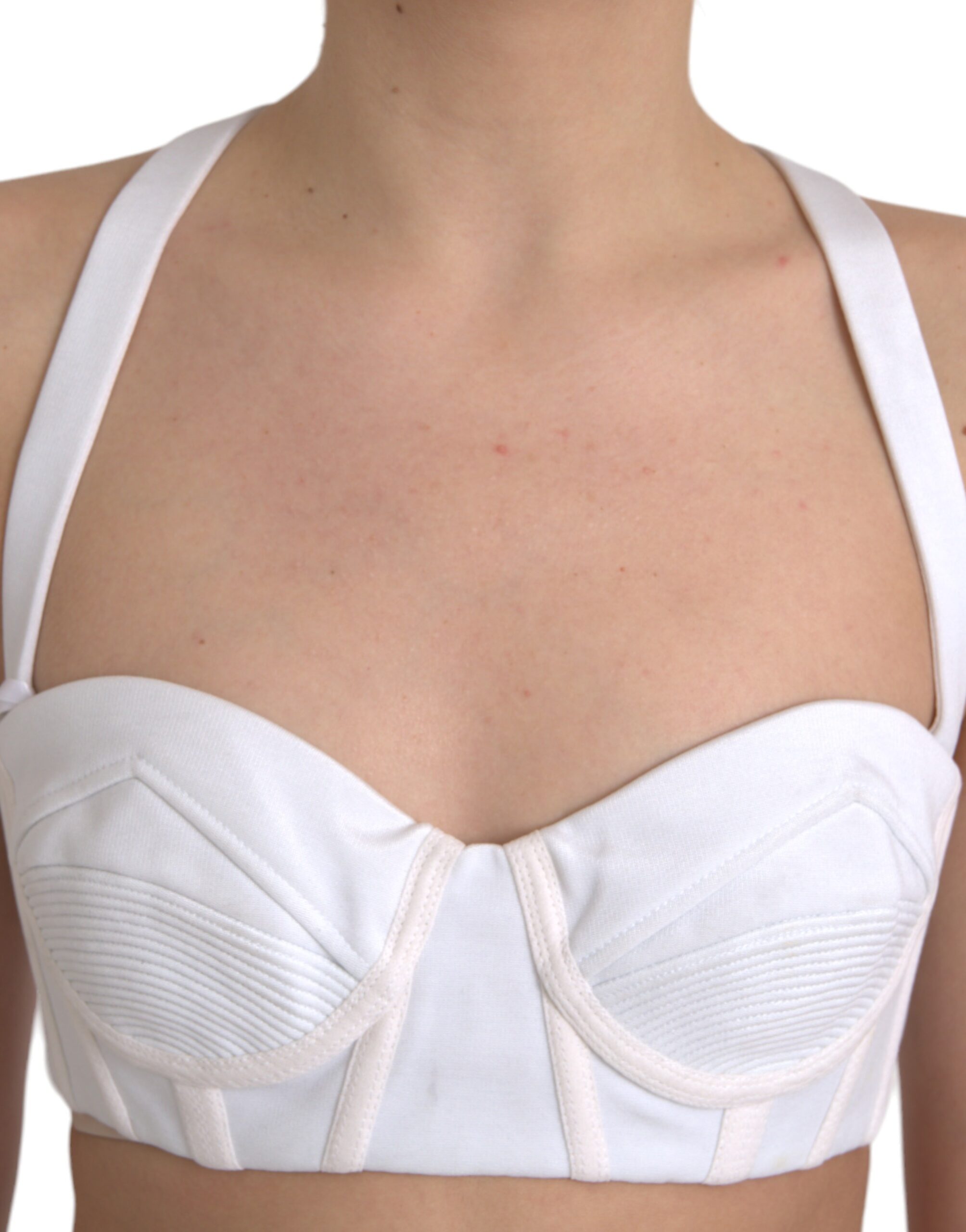 Versace White Viscose Bustier Sleeveless Cropped Women's Top