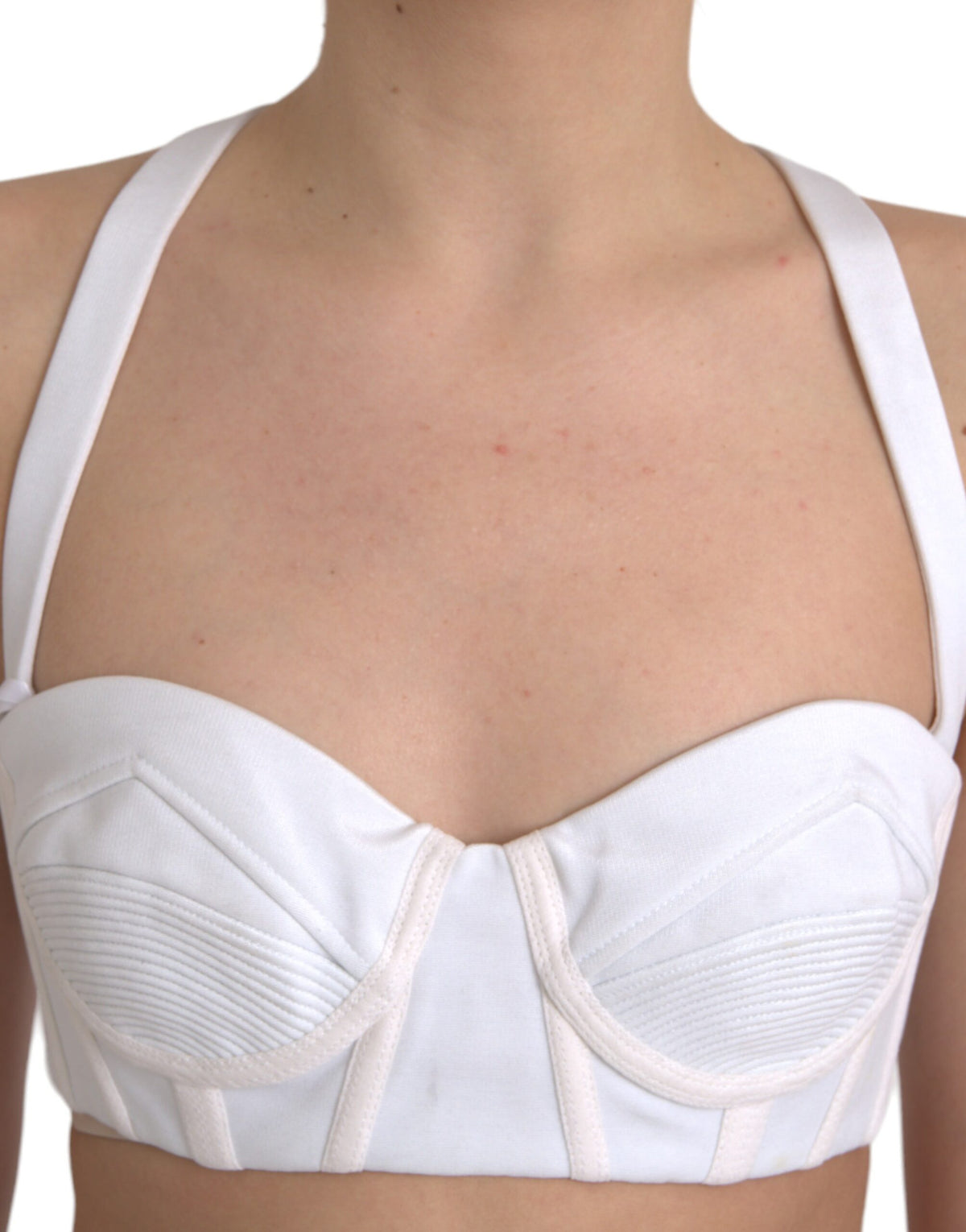 Versace White Viscose Bustier Sleeveless Cropped Women's Top