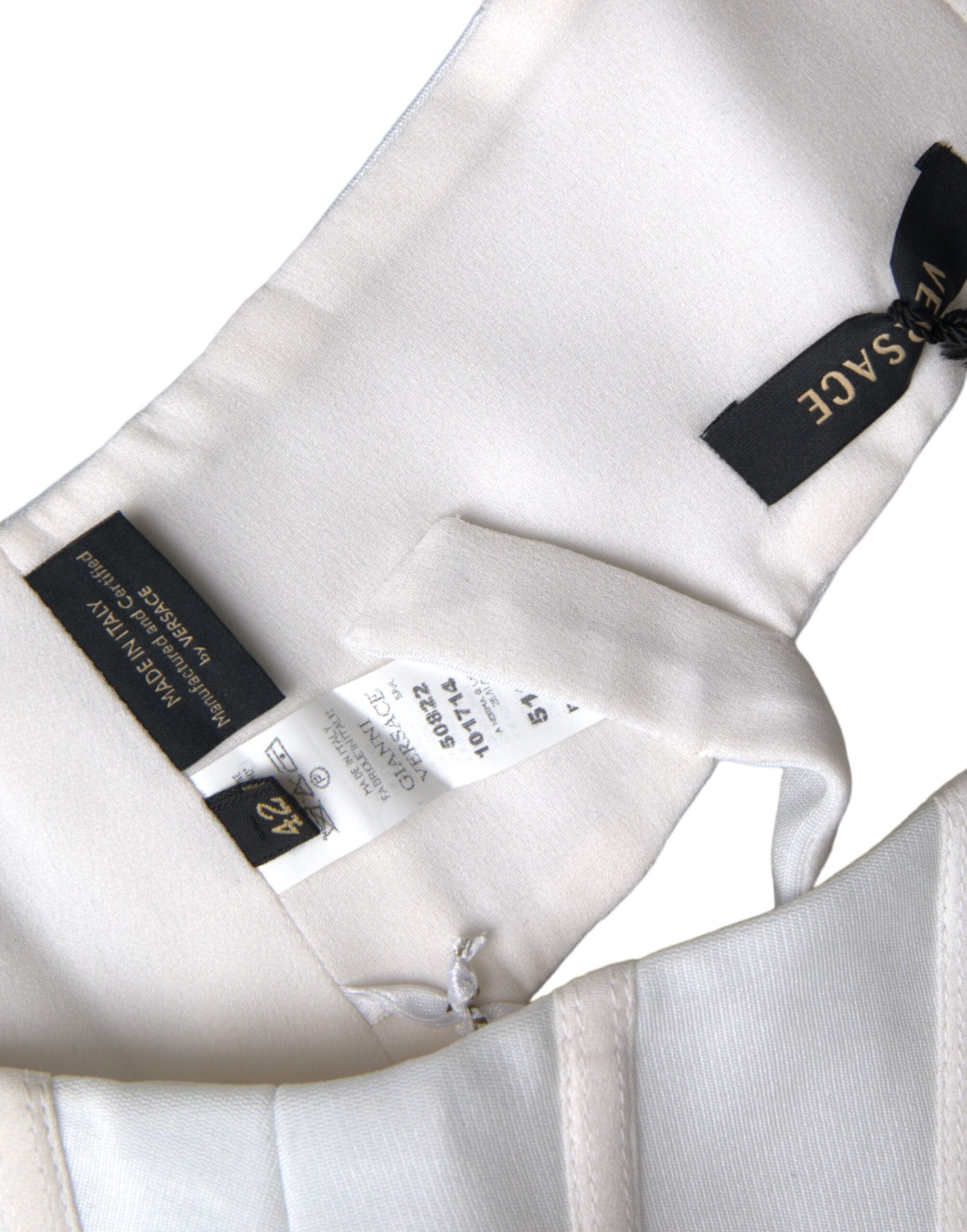 Versace White Viscose Bustier Sleeveless Cropped Women's Top