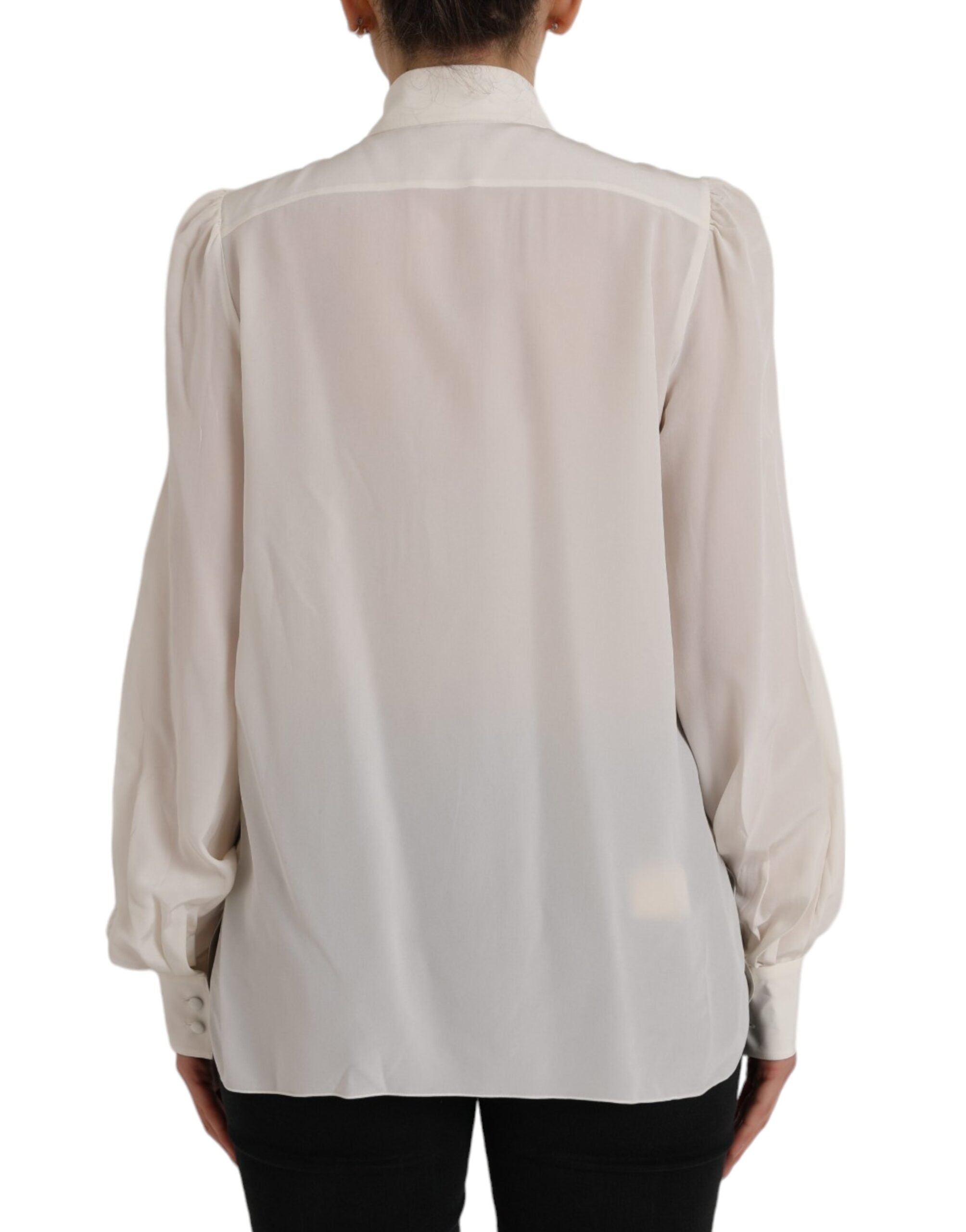 Dolce & Gabbana Off White Long Sleeve Button Down Blouse Women's Top