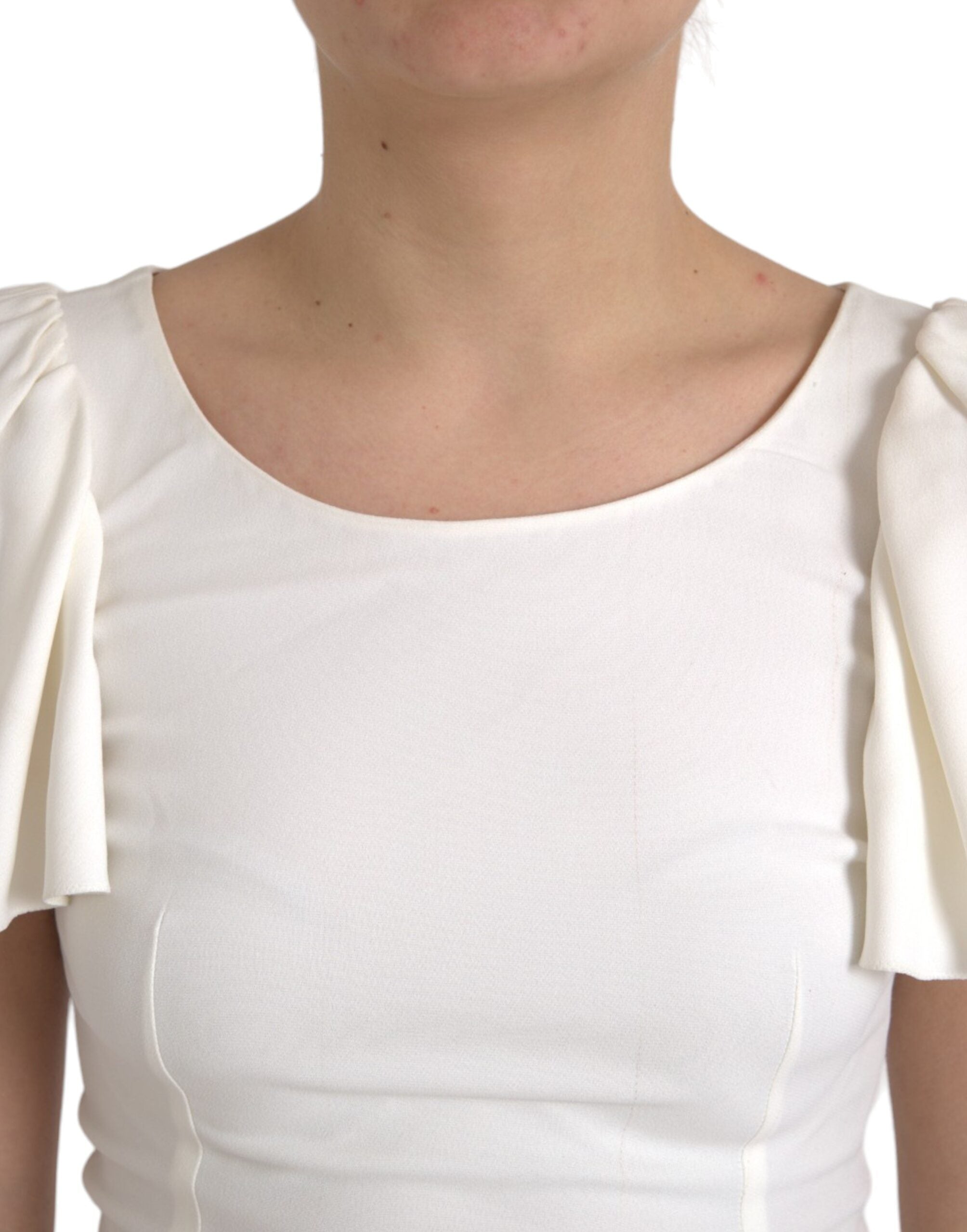 Dolce & Gabbana White Viscose Round Neck Short Sleeves Women's Top (Pre-Owned)