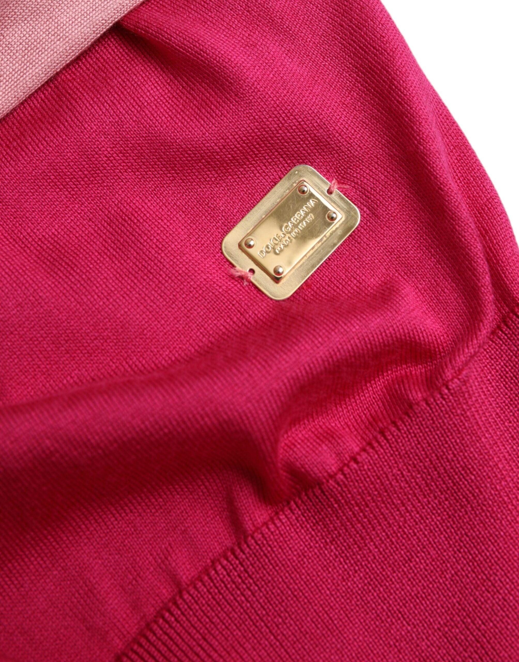 Dolce & Gabbana Pink Short Sleeves Pullover Ascot Collar Women's Top