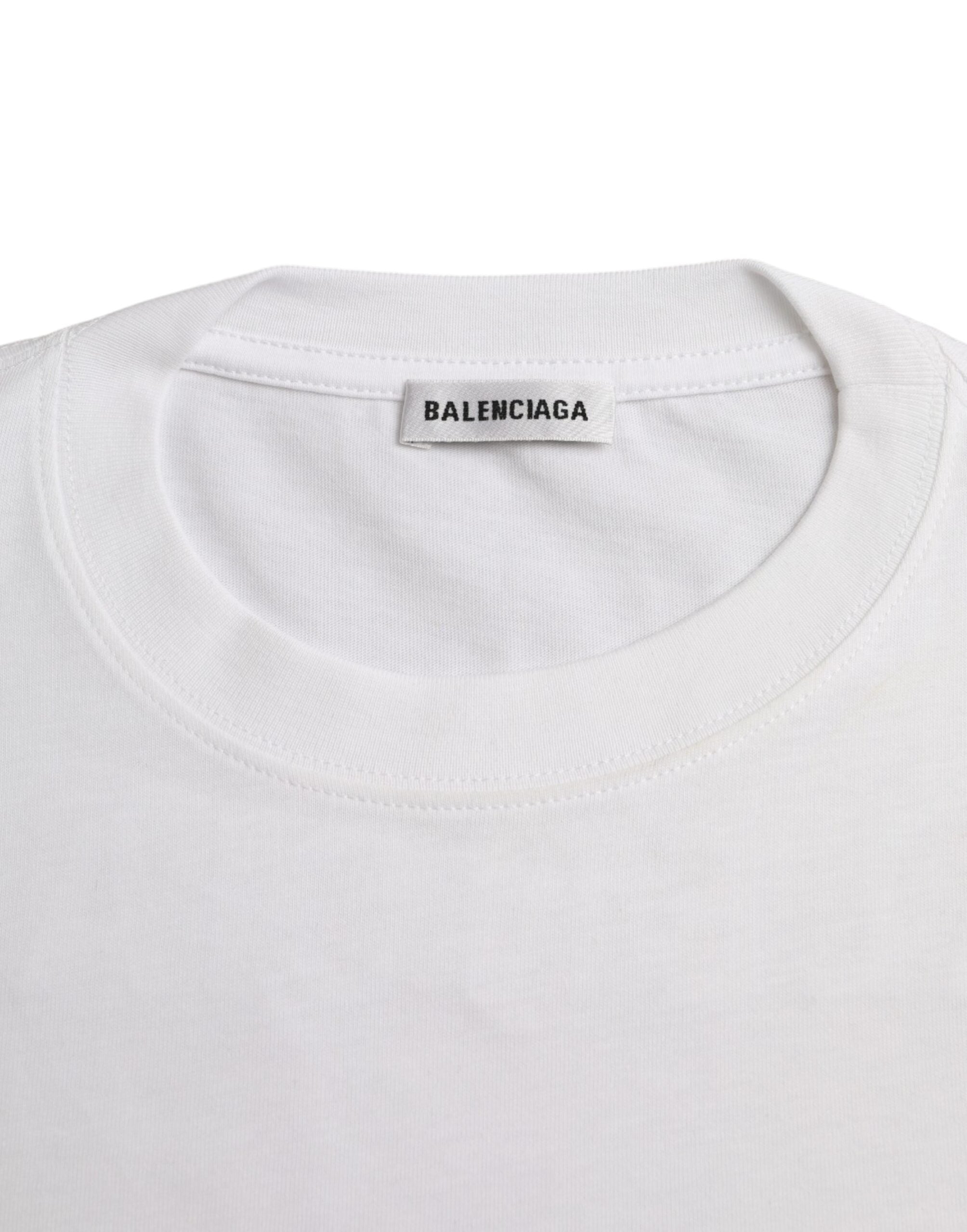 Balenciaga White Cotton Crew Neck Short Sleeves Women's T-shirt