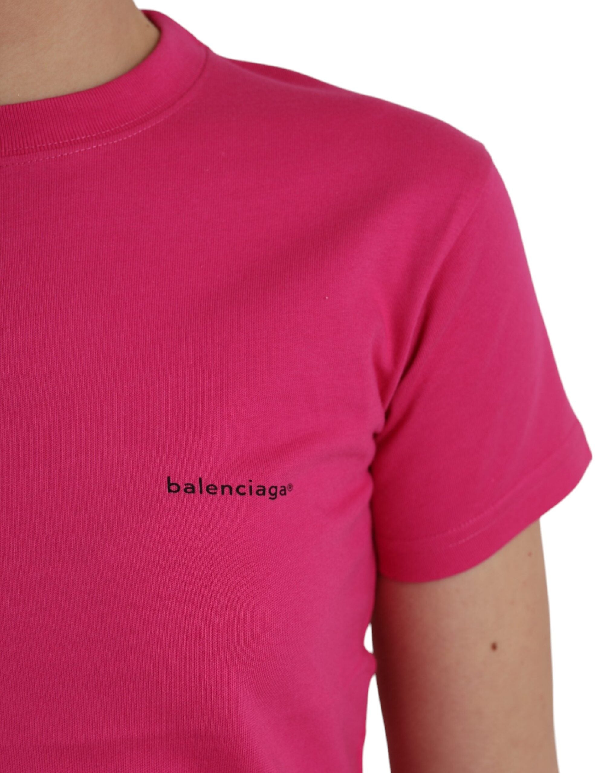 Balenciaga Pink Cotton Crew Neck Short Sleeves Tee Women's T-shirt (Pre-Owned)