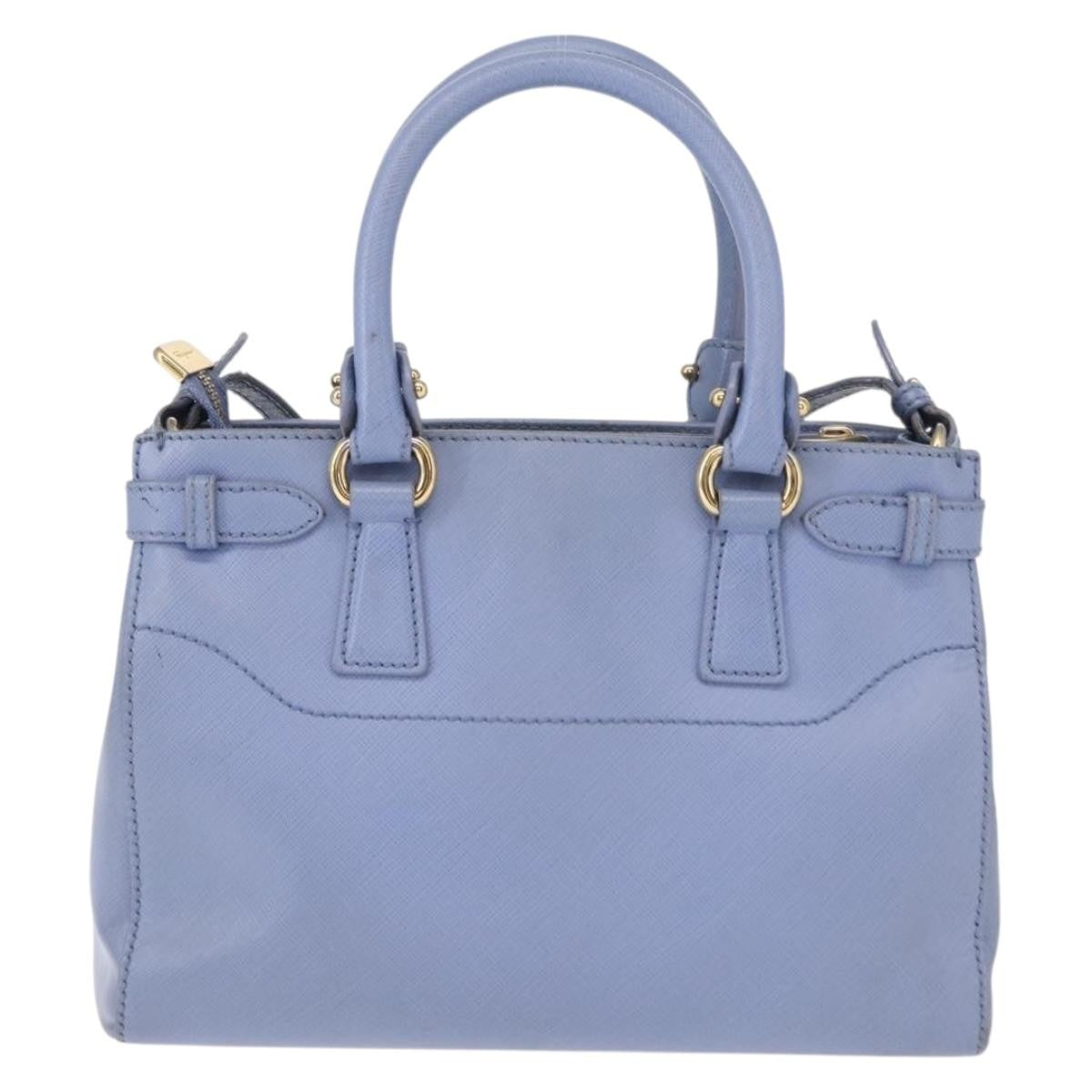 Salvatore Ferragamo Beky Tote Saffiano Leather Blue Leather Handbag (Pre-Owned)