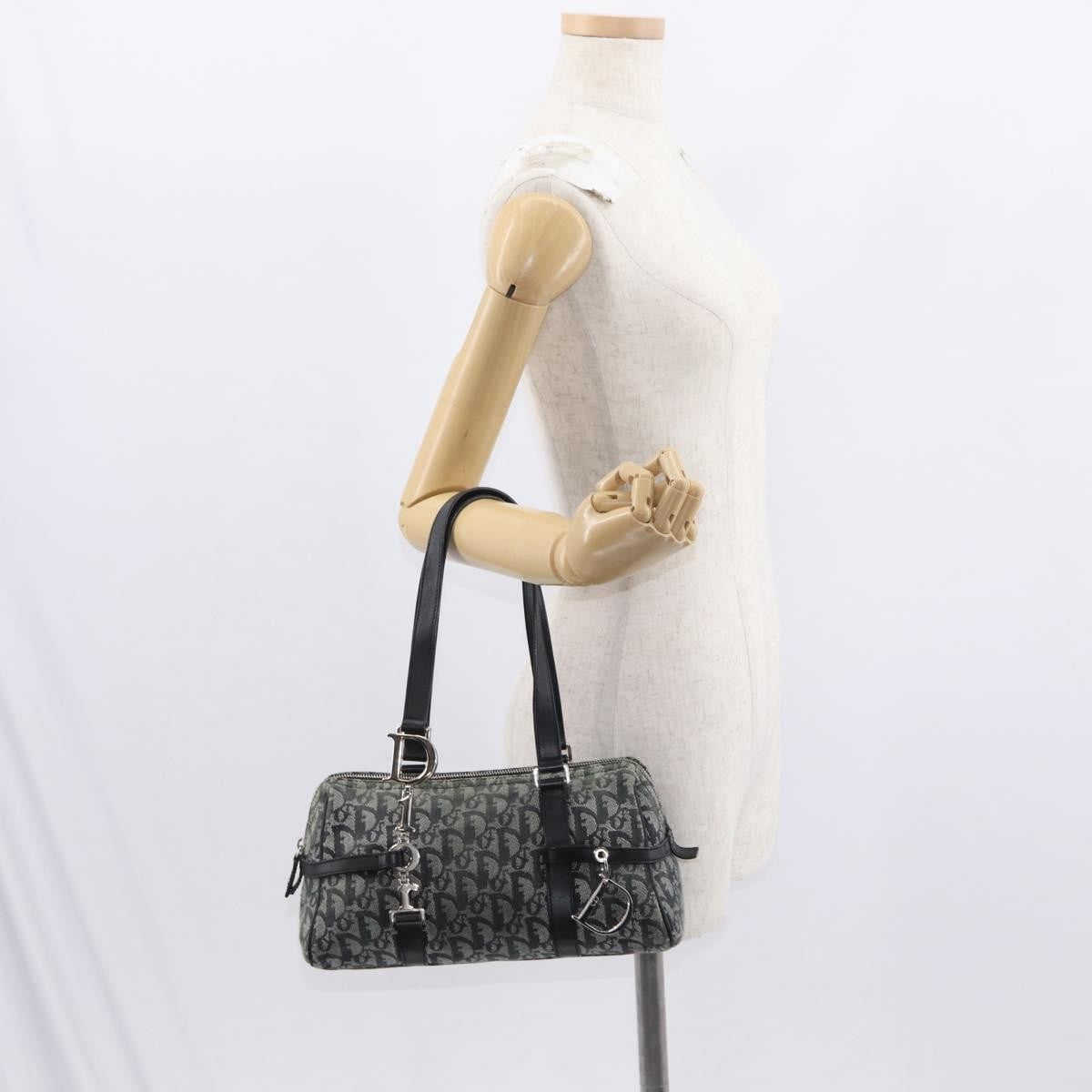 Christian Dior Vintage Trotter Zip Diorissimo Canvas Black Canvas Shoulder Bag Bag (Pre-Owned)