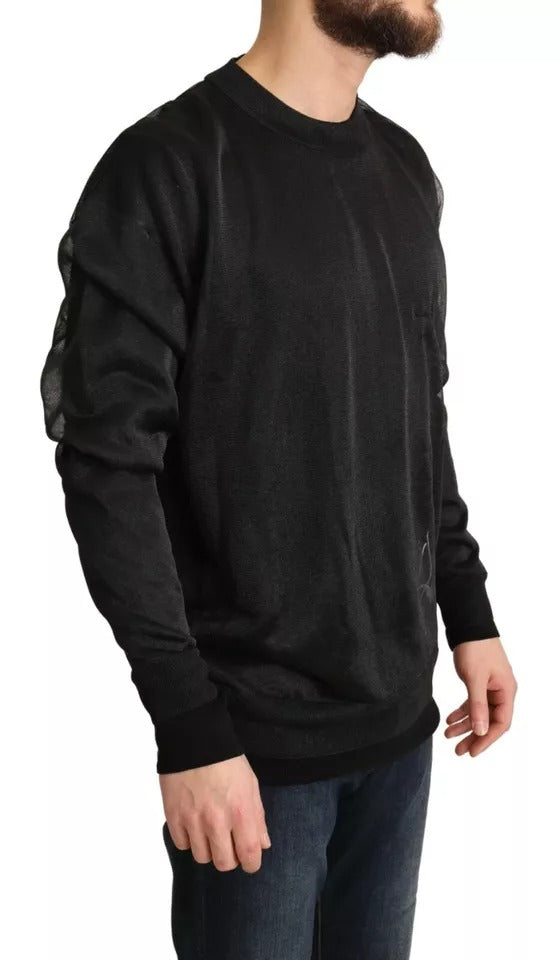 Dolce & Gabbana Black Logo Crewneck Long Sleeve Pullover Men's Sweater (Pre-Owned)