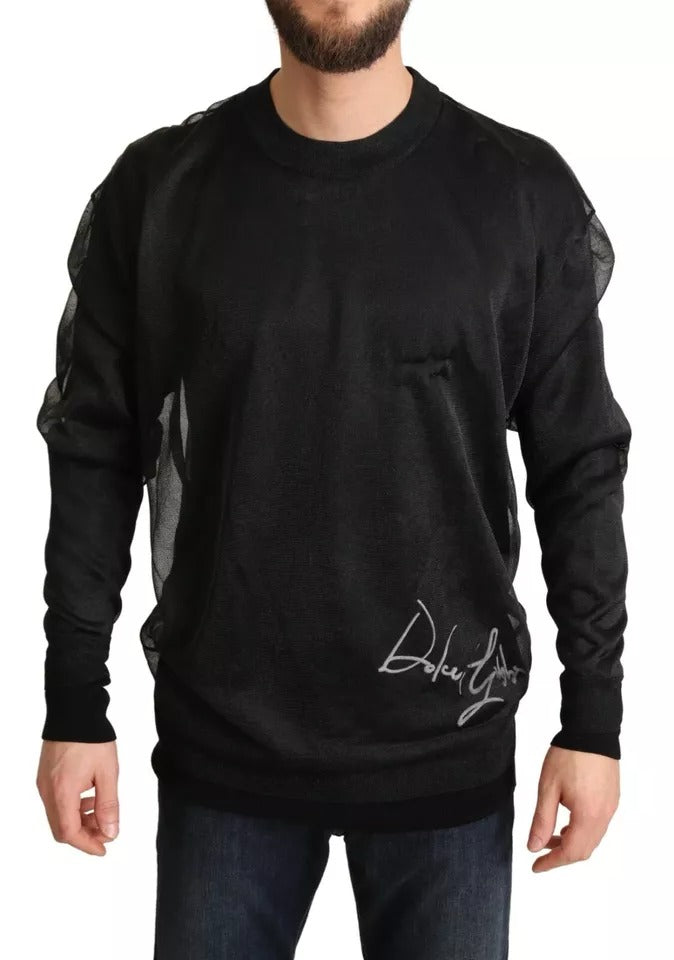 Dolce & Gabbana Black Logo Crewneck Long Sleeve Pullover Men's Sweater (Pre-Owned)
