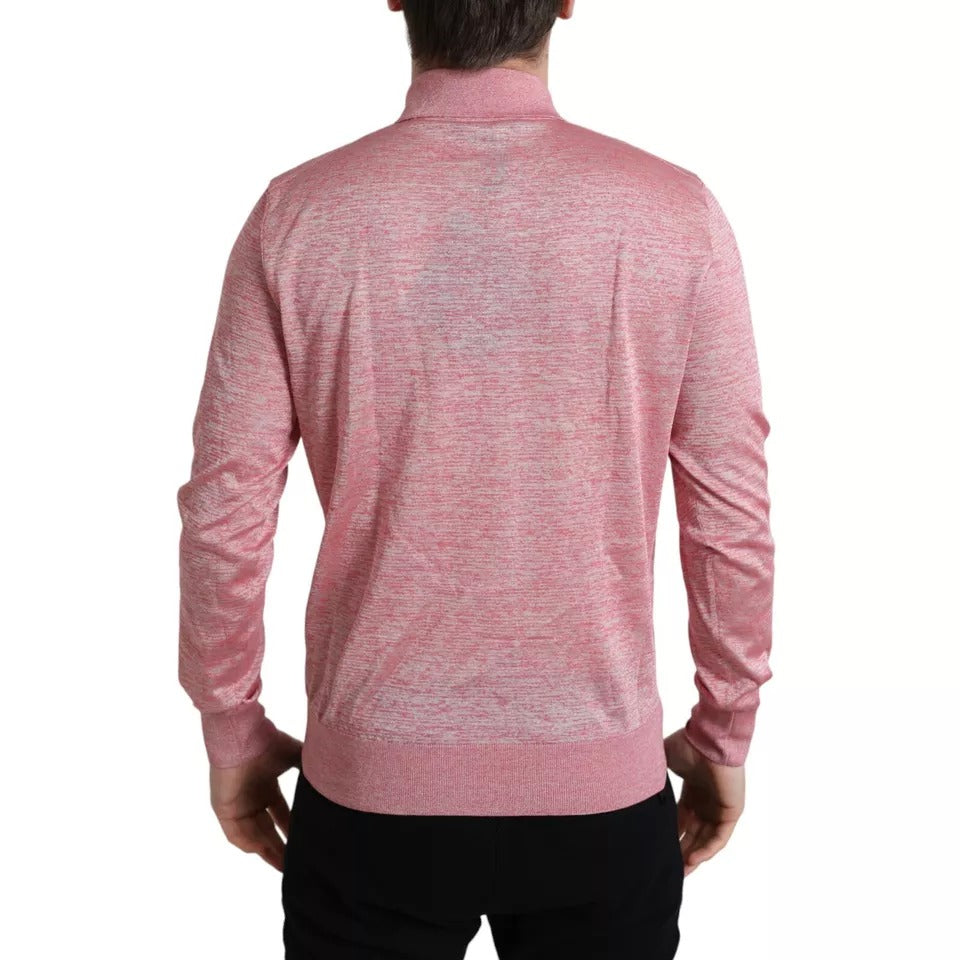 Dolce & Gabbana Pink Polyester Collared Men Pullover Men's Sweater (Pre-Owned)