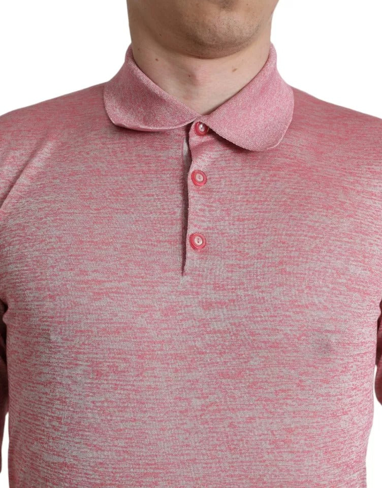 Dolce & Gabbana Pink Polyester Collared Men Pullover Men's Sweater (Pre-Owned)