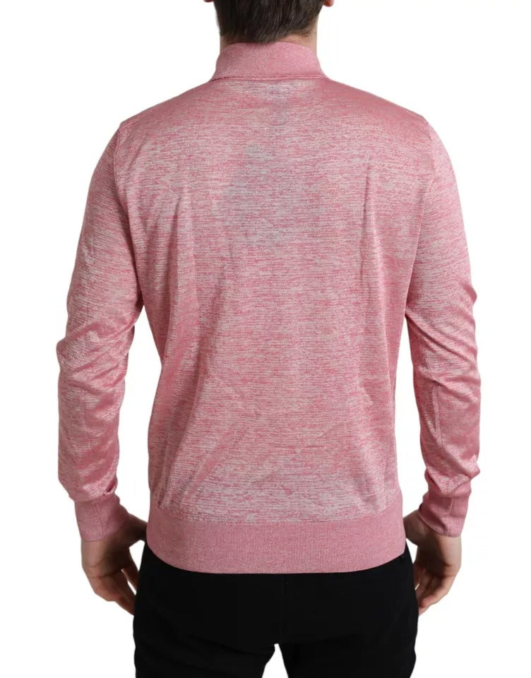 Dolce & Gabbana Pink Polyester Collared Men Pullover Men's Sweater (Pre-Owned)