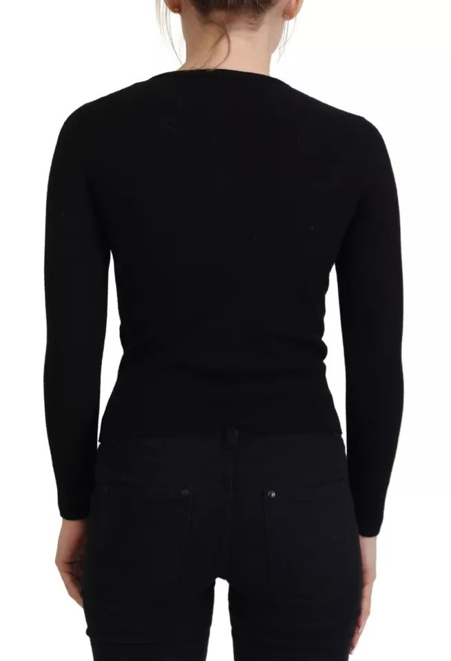 Dolce & Gabbana Black Button Down Slim Cardigan Wool Women's Sweater (Pre-Owned)
