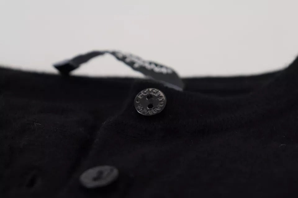 Dolce & Gabbana Black Button Down Slim Cardigan Wool Women's Sweater (Pre-Owned)