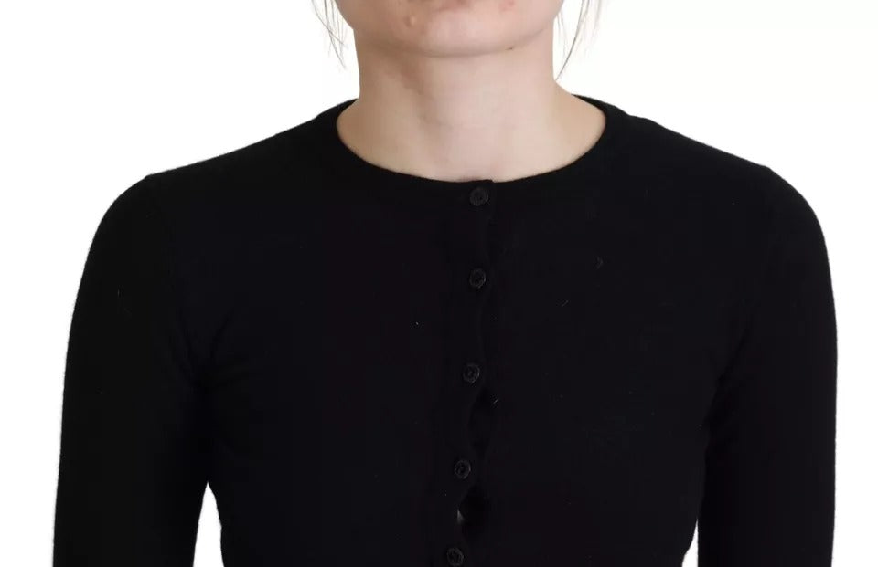 Dolce & Gabbana Black Button Down Slim Cardigan Wool Women's Sweater (Pre-Owned)