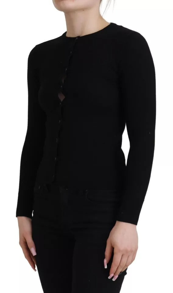 Dolce & Gabbana Black Button Down Slim Cardigan Wool Women's Sweater (Pre-Owned)
