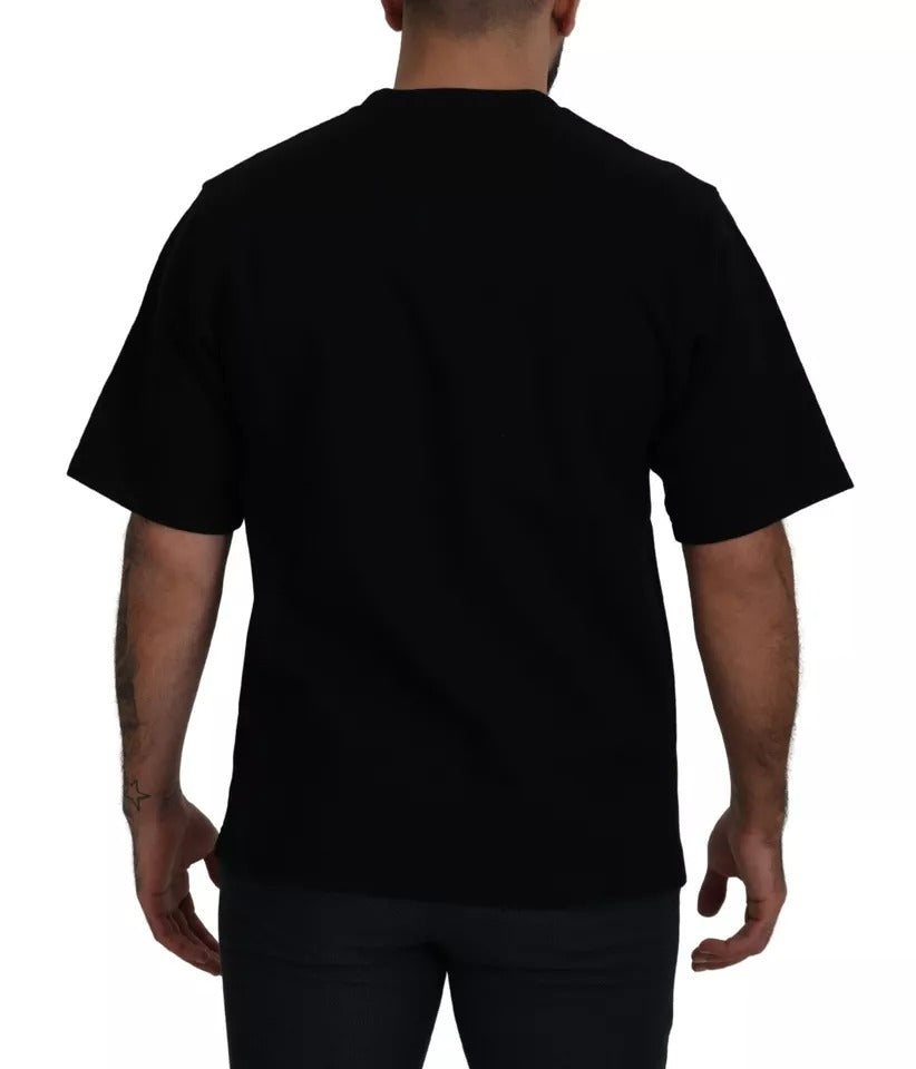 Dolce & Gabbana Cotton Black Printed Crewneck Tee Men's T-shirt