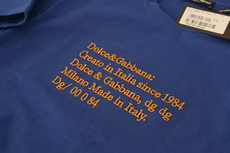 Dolce & Gabbana Blue Logo Print Crewneck Cotton Men's T-shirt (Pre-Owned)