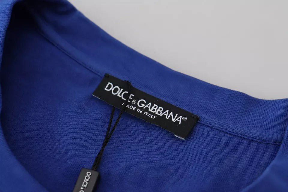 Dolce & Gabbana Blue Logo Print Crewneck Cotton Men's T-shirt (Pre-Owned)