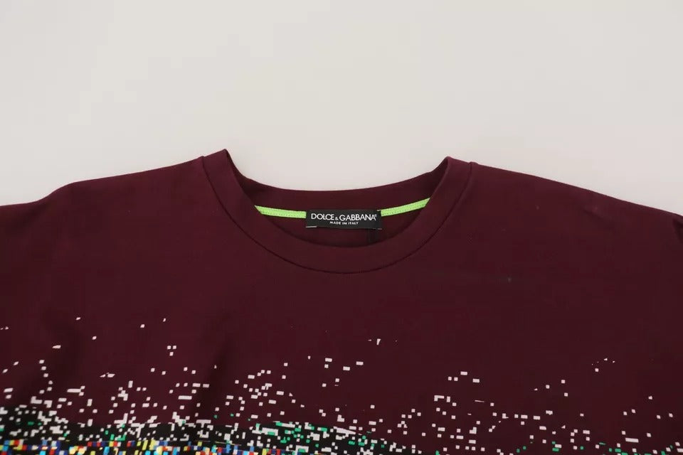 Dolce & Gabbana Bordeaux D&G Print Round Neck Cotton Women's T-shirt (Pre-Owned)
