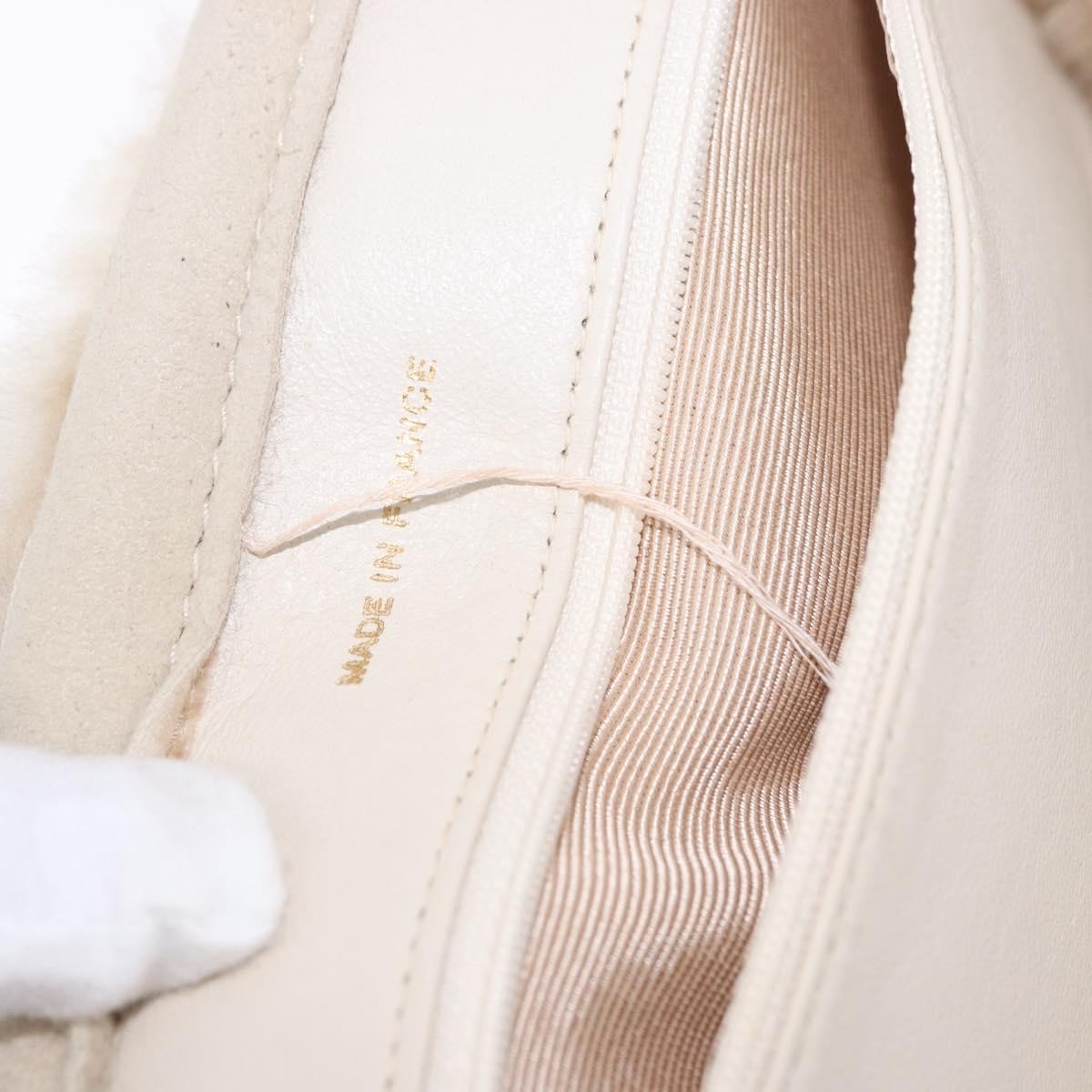 Chanel Vintage East West Tote Shearling And Suede Beige Leather Tote Bag Bag (Pre-Owned)