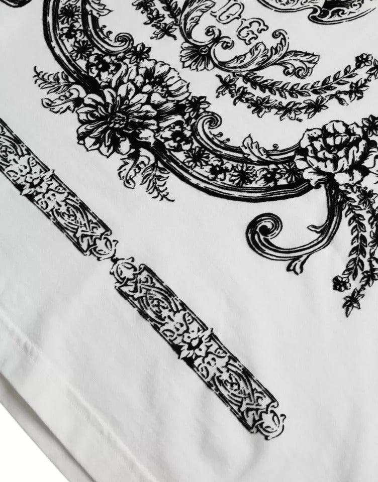 Dolce & Gabbana White Lion Crown Logo Cotton Crewneck Men's T-shirt (Pre-Owned)