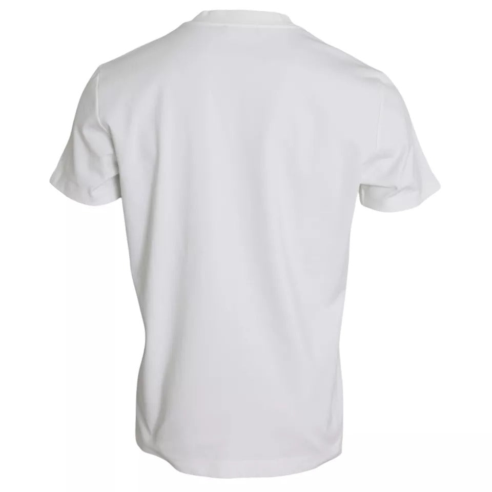 Dolce & Gabbana White Logo Embossed Cotton Crewneck Men's T-shirt (Pre-Owned)