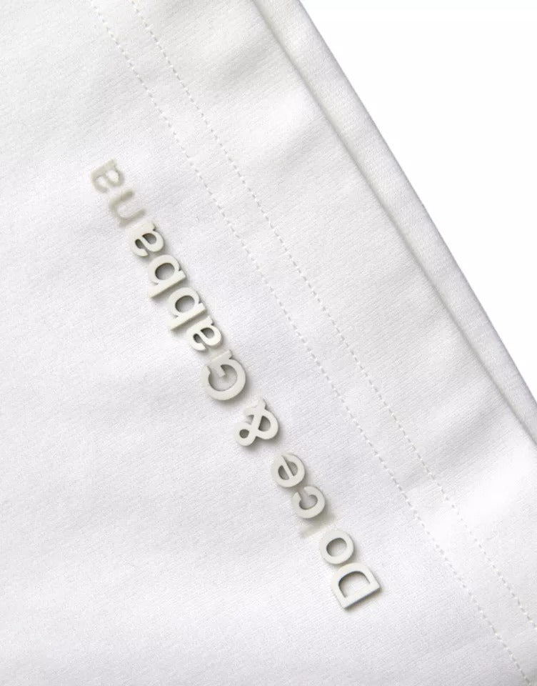 Dolce & Gabbana White Logo Embossed Cotton Crewneck Men's T-shirt (Pre-Owned)
