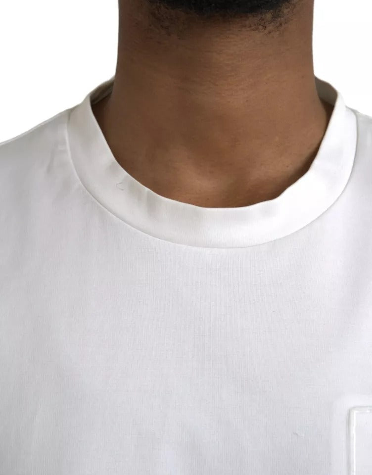 Dolce & Gabbana White Logo Embossed Cotton Crewneck Men's T-shirt (Pre-Owned)