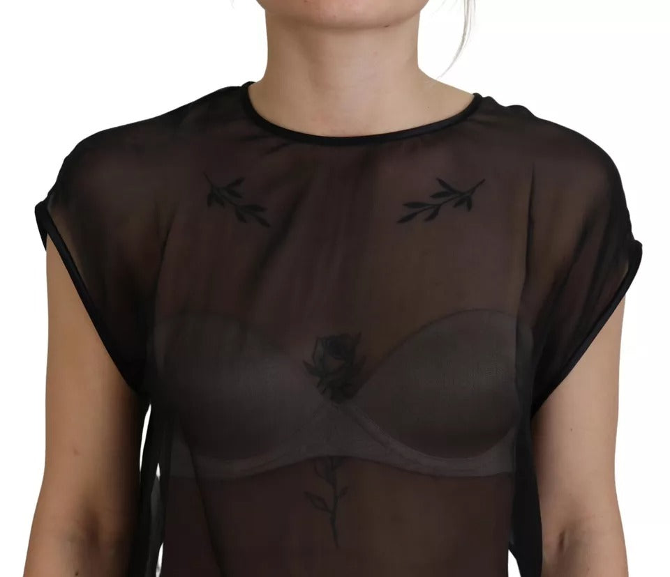 Dolce & Gabbana Black Mesh Transparent Blouse Pullover Women's Top (Pre-Owned)