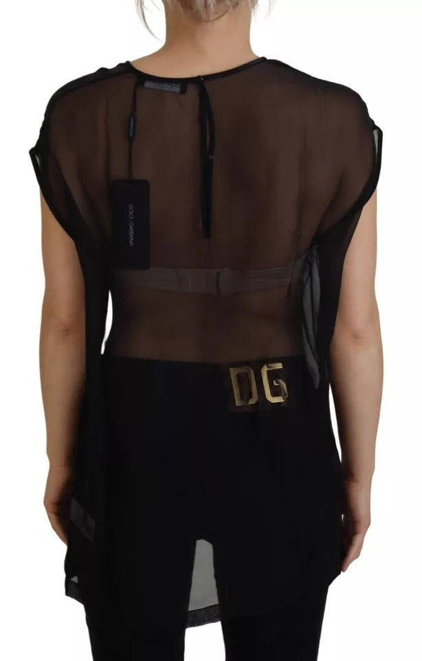 Dolce & Gabbana Black Mesh Transparent Blouse Pullover Women's Top (Pre-Owned)
