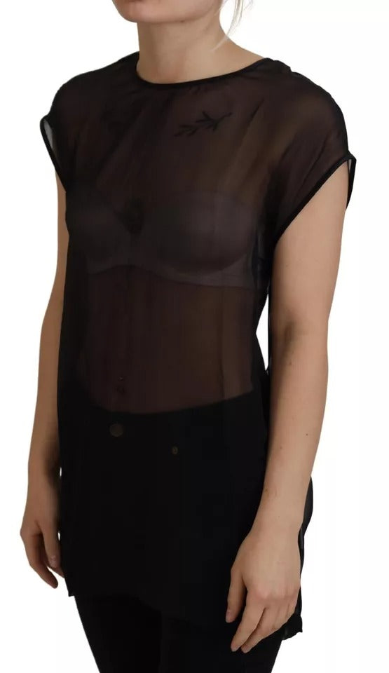 Dolce & Gabbana Black Mesh Transparent Blouse Pullover Women's Top (Pre-Owned)
