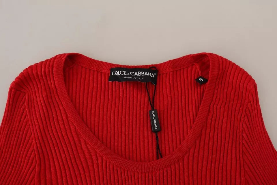 Dolce & Gabbana Red Silk T-shirt Short Sleeve Top Women's Blouse (Pre-Owned)