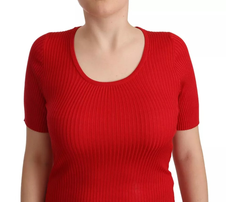 Dolce & Gabbana Red Silk T-shirt Short Sleeve Top Women's Blouse (Pre-Owned)